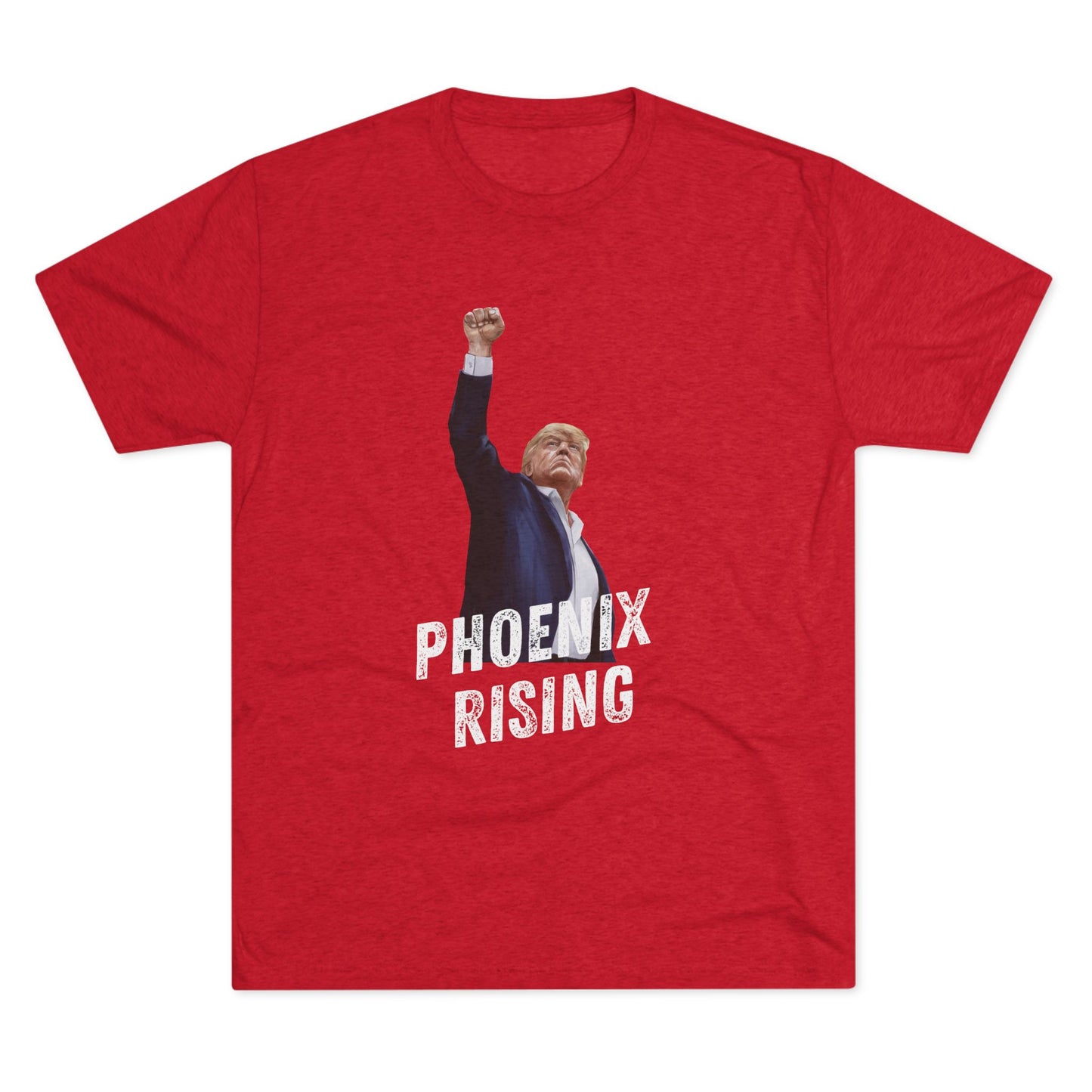Donald Trump Shirt, Trump Shot Shirt, Trump Assassination Shirt, Trump 2024 T-Shirt, Unisex Tri-Blend Crew Tee, Phoenix Rising, Trump Rising