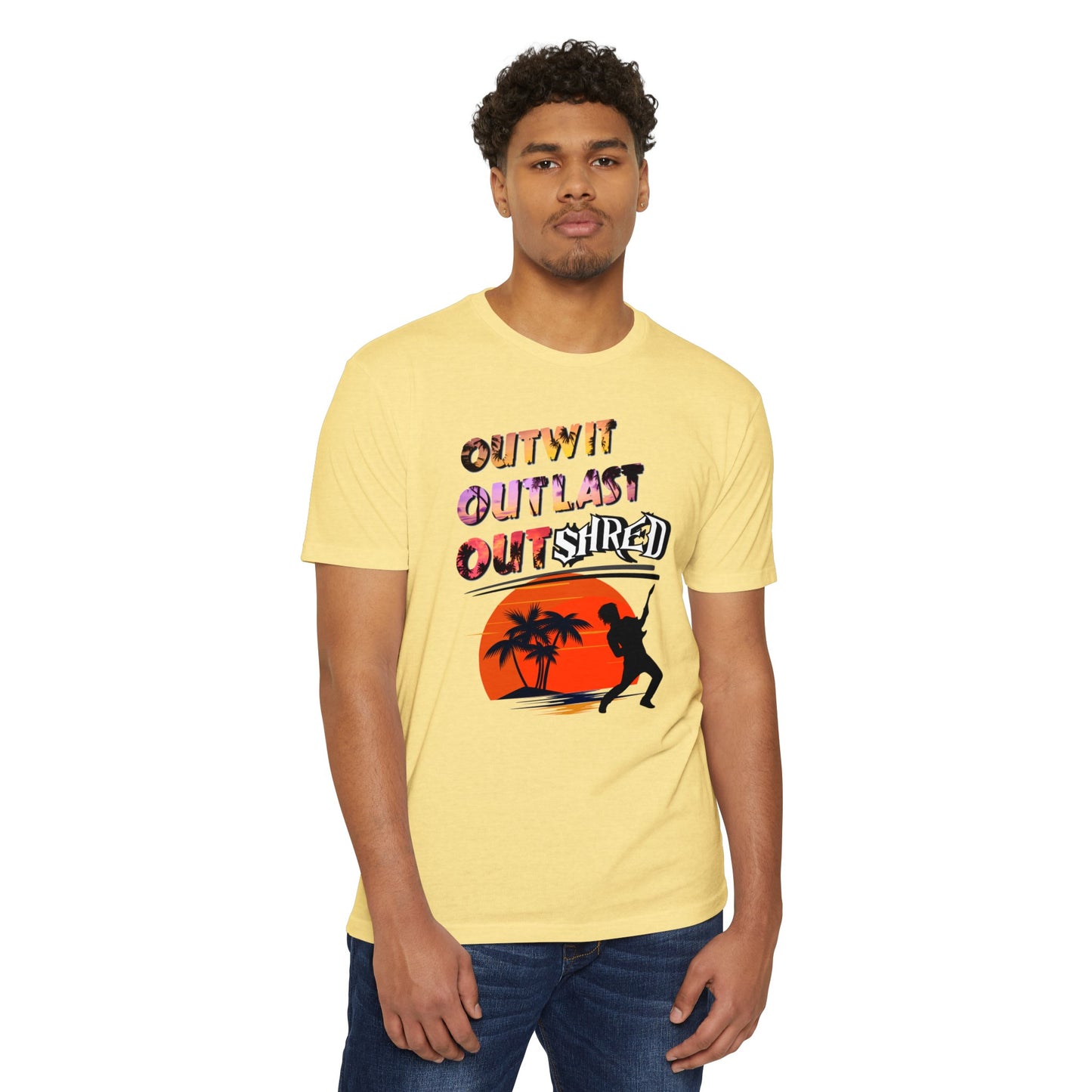 Survivor TV Outwit Outlast OutSHRED | Jersey Tee | Survivor TV | Rock and Roll | New Design | 2024 | TV | Guitar | Birthday Gift | Boy | Son