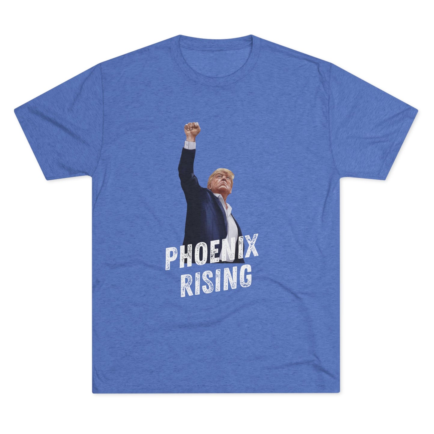 Donald Trump Shirt, Trump Shot Shirt, Trump Assassination Shirt, Trump 2024 T-Shirt, Unisex Tri-Blend Crew Tee, Phoenix Rising, Trump Rising