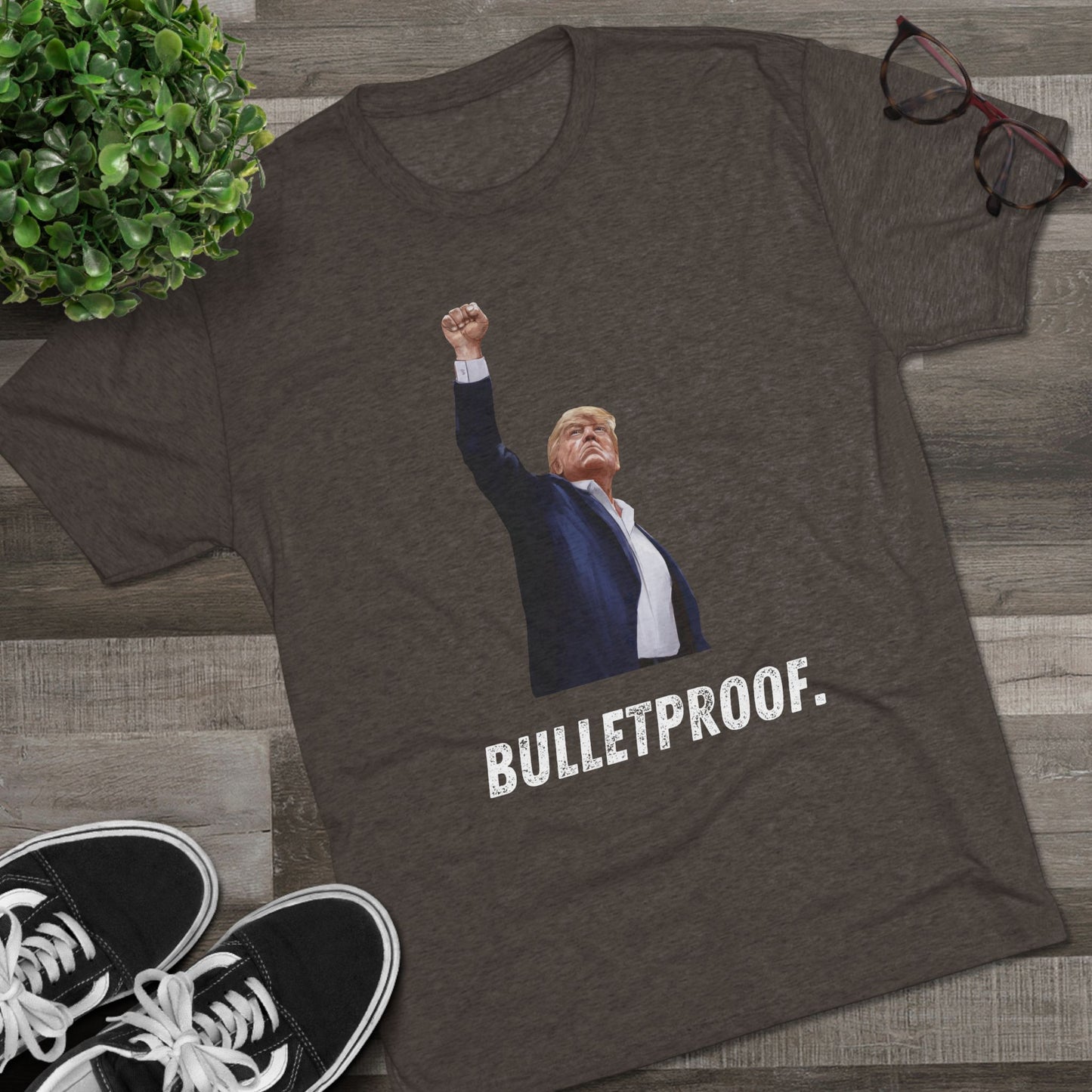 Bulletproof Donald Trump Shirt, Trump Shot Shirt, Trump Assassination Shirt, Trump 2024 T-Shirt, Unisex Tri-Blend Crew Tee, President Trump