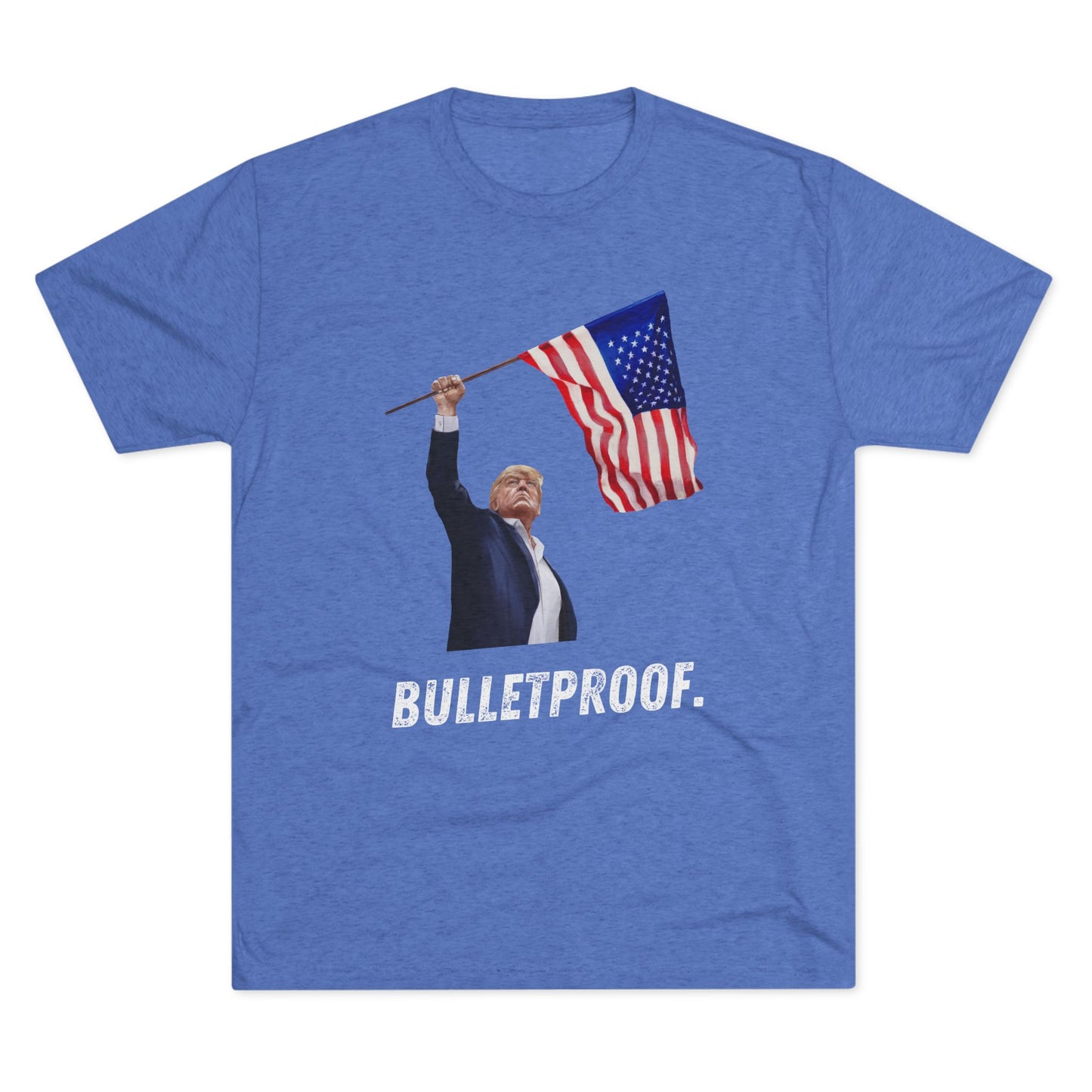 BULLETPROOF Donald Trump Flag Shirt, Trump Shot Shirt, Trump Assassination, Trump 2024 T-Shirt, Unisex Tri-Blend Crew Tee, President Trump