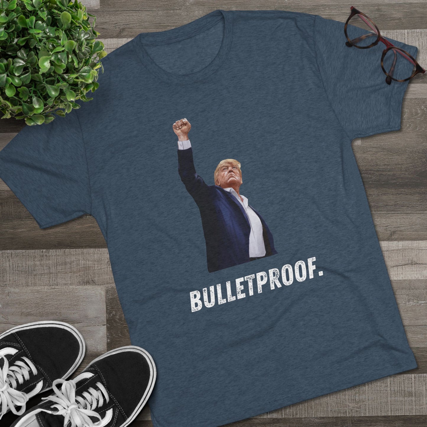 Bulletproof Donald Trump Shirt, Trump Shot Shirt, Trump Assassination Shirt, Trump 2024 T-Shirt, Unisex Tri-Blend Crew Tee, President Trump