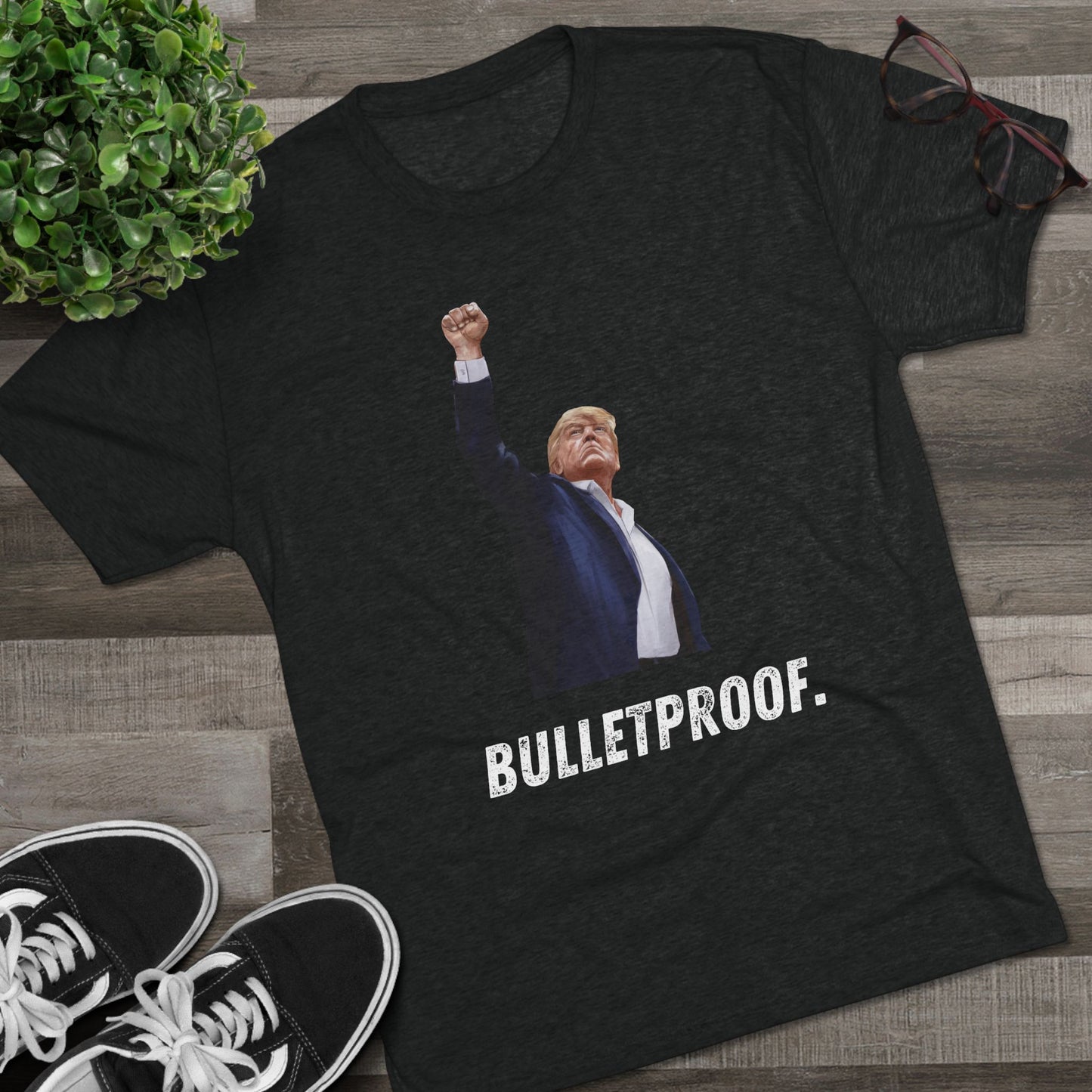 Bulletproof Donald Trump Shirt, Trump Shot Shirt, Trump Assassination Shirt, Trump 2024 T-Shirt, Unisex Tri-Blend Crew Tee, President Trump