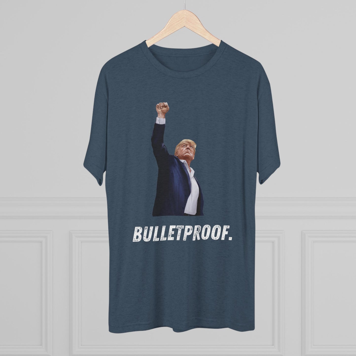 Bulletproof Donald Trump Shirt, Trump Shot Shirt, Trump Assassination Shirt, Trump 2024 T-Shirt, Unisex Tri-Blend Crew Tee, President Trump