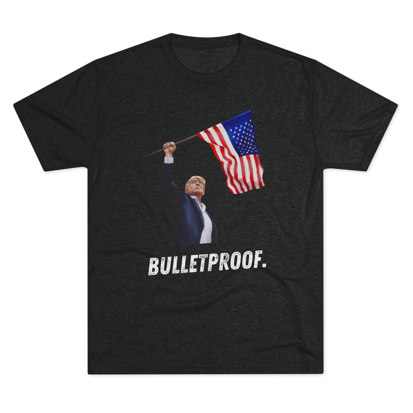 BULLETPROOF Donald Trump Flag Shirt, Trump Shot Shirt, Trump Assassination, Trump 2024 T-Shirt, Unisex Tri-Blend Crew Tee, President Trump