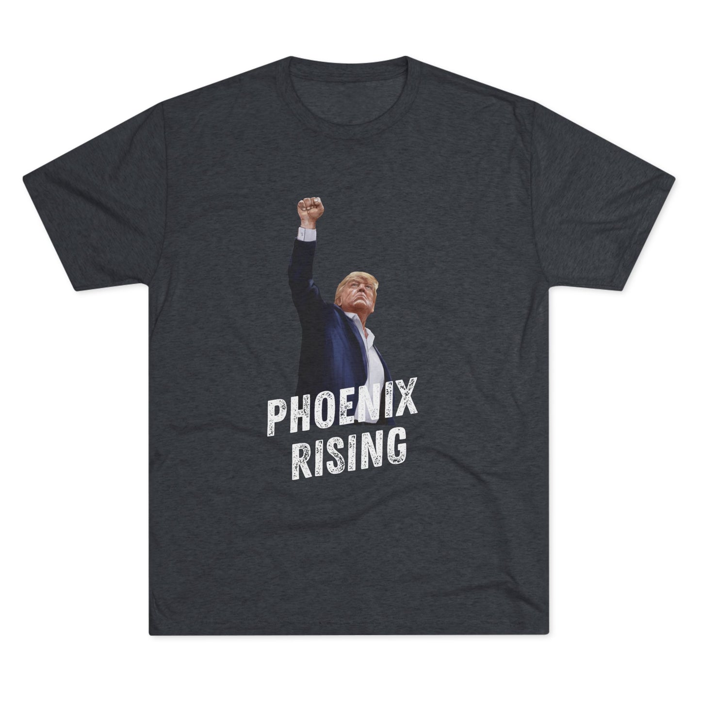 Donald Trump Shirt, Trump Shot Shirt, Trump Assassination Shirt, Trump 2024 T-Shirt, Unisex Tri-Blend Crew Tee, Phoenix Rising, Trump Rising