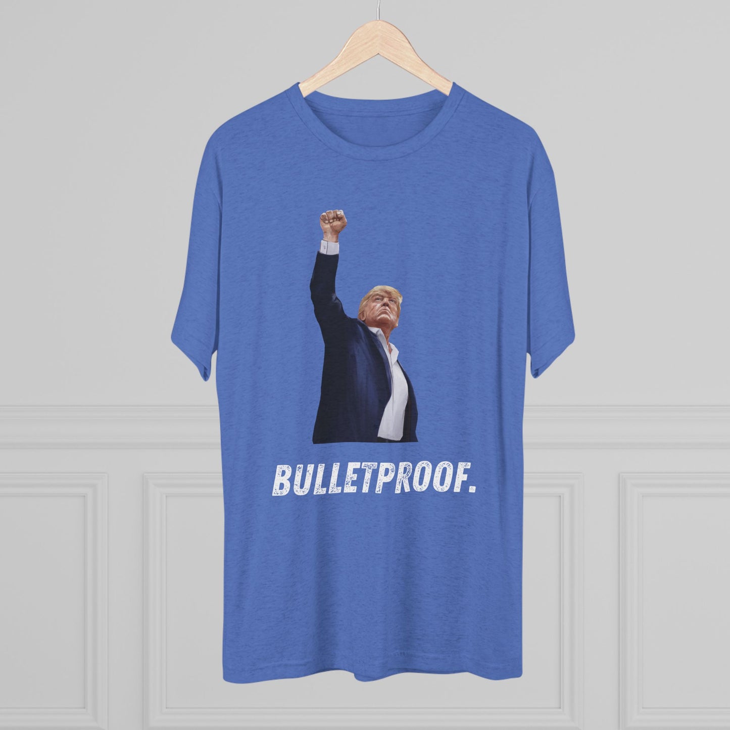 Bulletproof Donald Trump Shirt, Trump Shot Shirt, Trump Assassination Shirt, Trump 2024 T-Shirt, Unisex Tri-Blend Crew Tee, President Trump