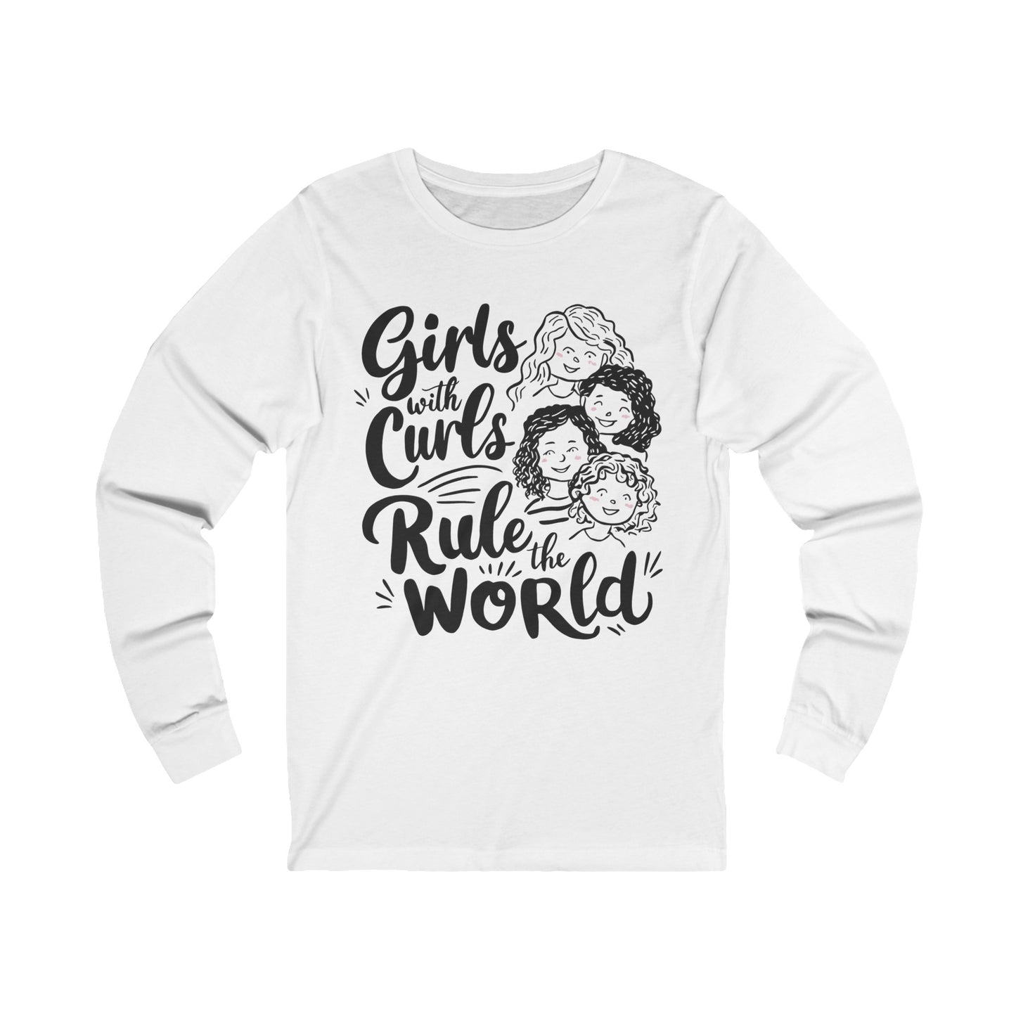 Girls with Curls Rule the World | Unisex Jersey Long Sleeve Tee | Curly Hair | Fun | New Design | 2024 | Sassy | Girl | Super | Summer