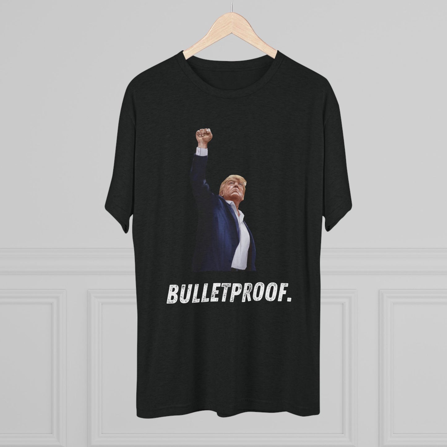 Bulletproof Donald Trump Shirt, Trump Shot Shirt, Trump Assassination Shirt, Trump 2024 T-Shirt, Unisex Tri-Blend Crew Tee, President Trump