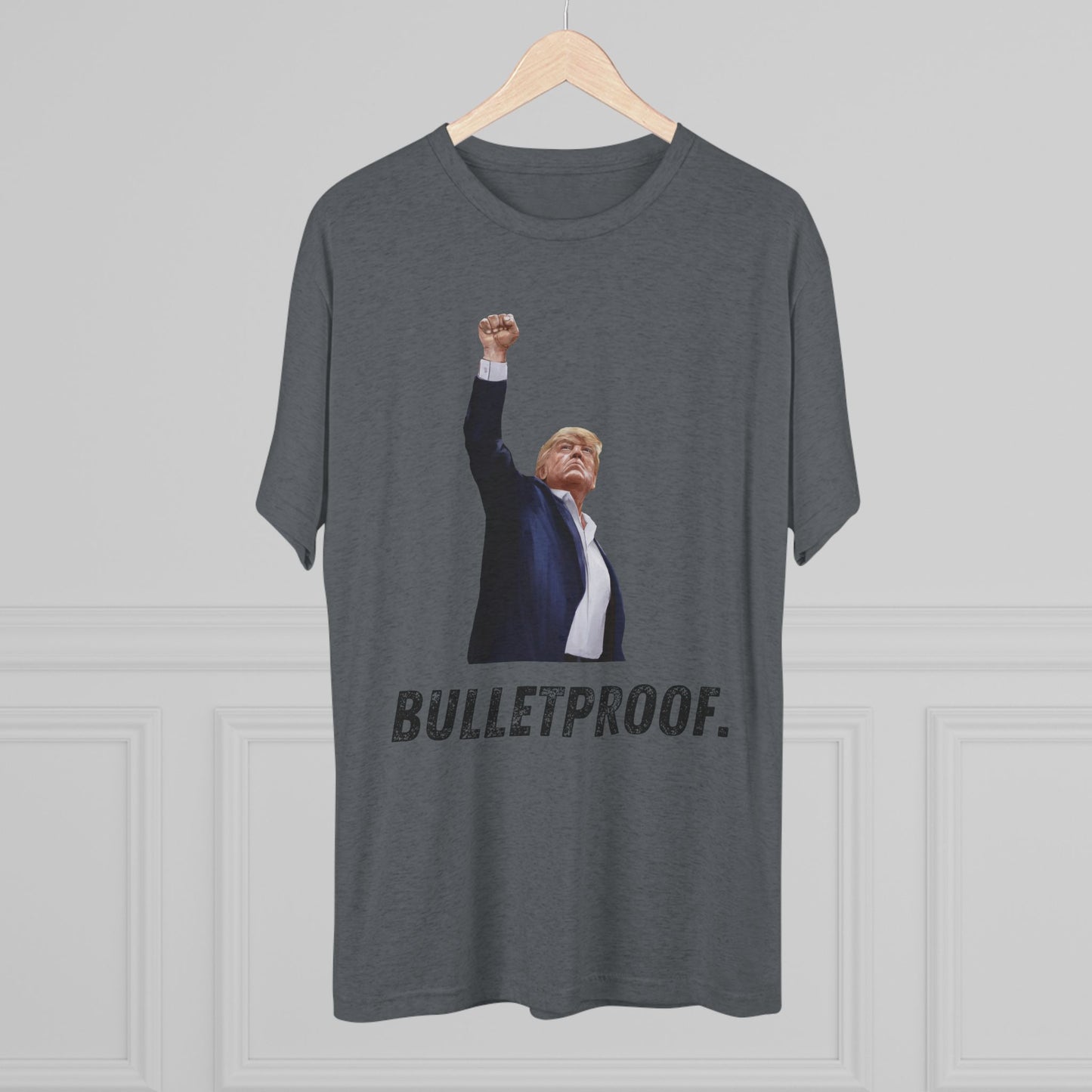 Bulletproof Donald Trump Shirt, Trump Shot Shirt, Trump Assassination Shirt, Trump 2024 T-Shirt, Unisex Tri-Blend Crew Tee, President Trump