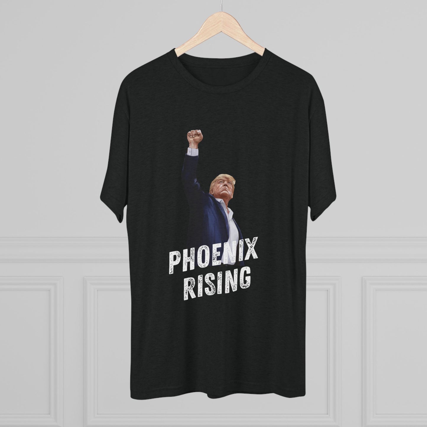 Donald Trump Shirt, Trump Shot Shirt, Trump Assassination Shirt, Trump 2024 T-Shirt, Unisex Tri-Blend Crew Tee, Phoenix Rising, Trump Rising