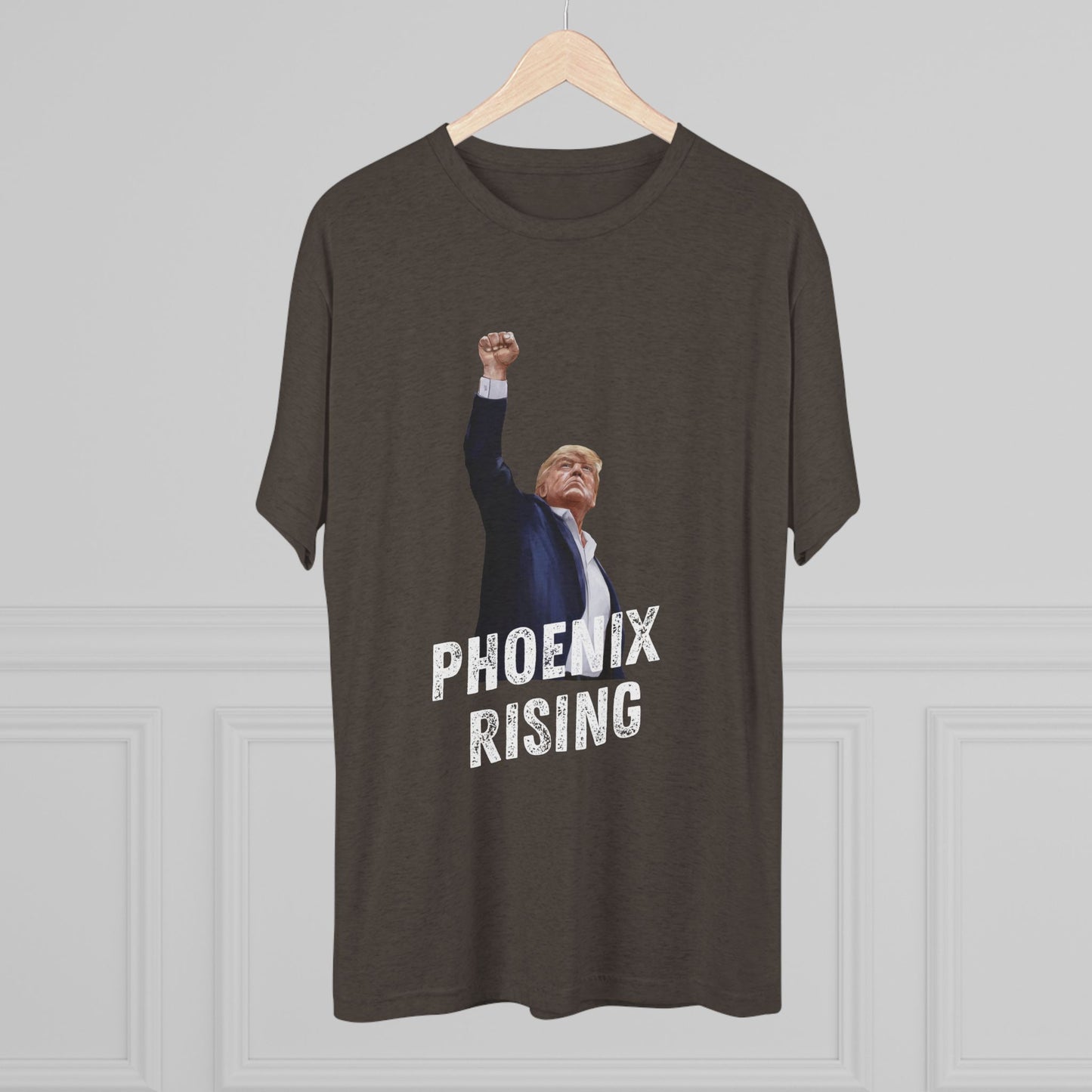 Donald Trump Shirt, Trump Shot Shirt, Trump Assassination Shirt, Trump 2024 T-Shirt, Unisex Tri-Blend Crew Tee, Phoenix Rising, Trump Rising