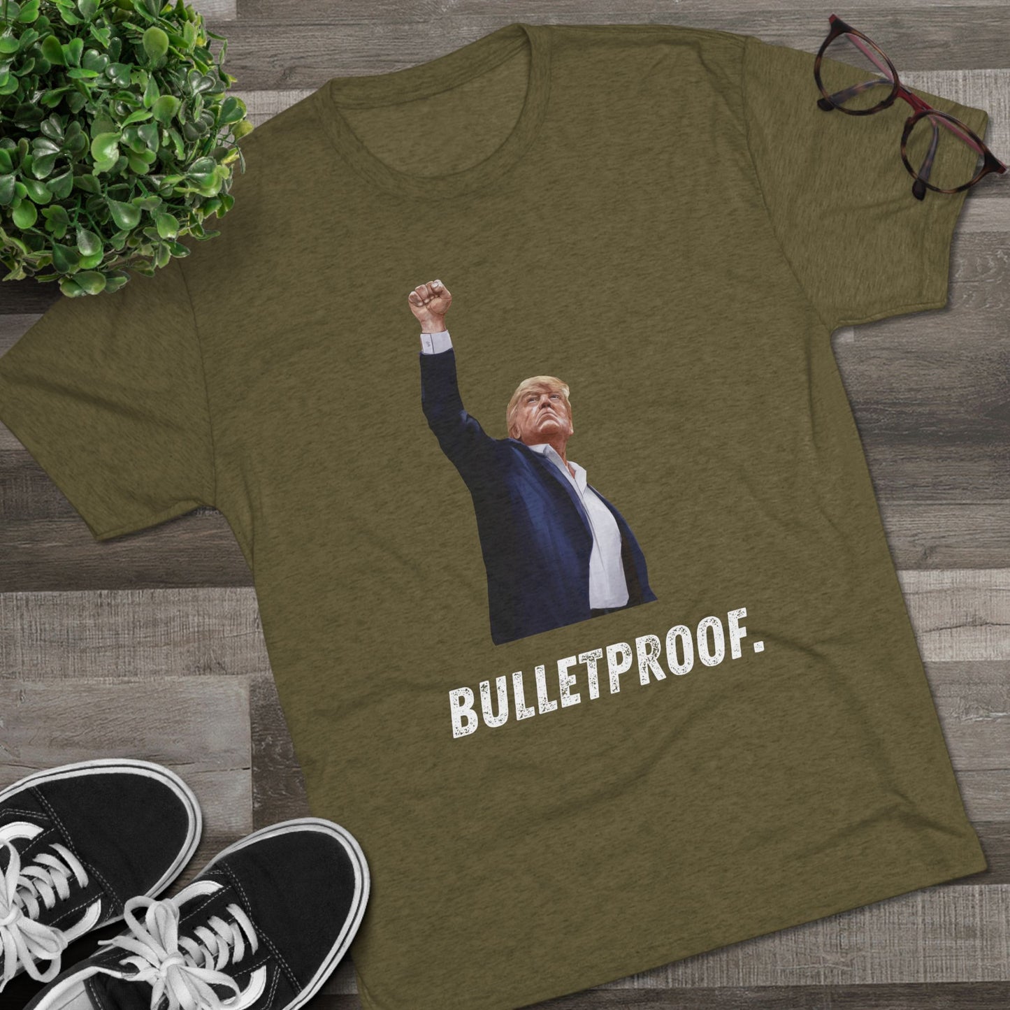 Bulletproof Donald Trump Shirt, Trump Shot Shirt, Trump Assassination Shirt, Trump 2024 T-Shirt, Unisex Tri-Blend Crew Tee, President Trump