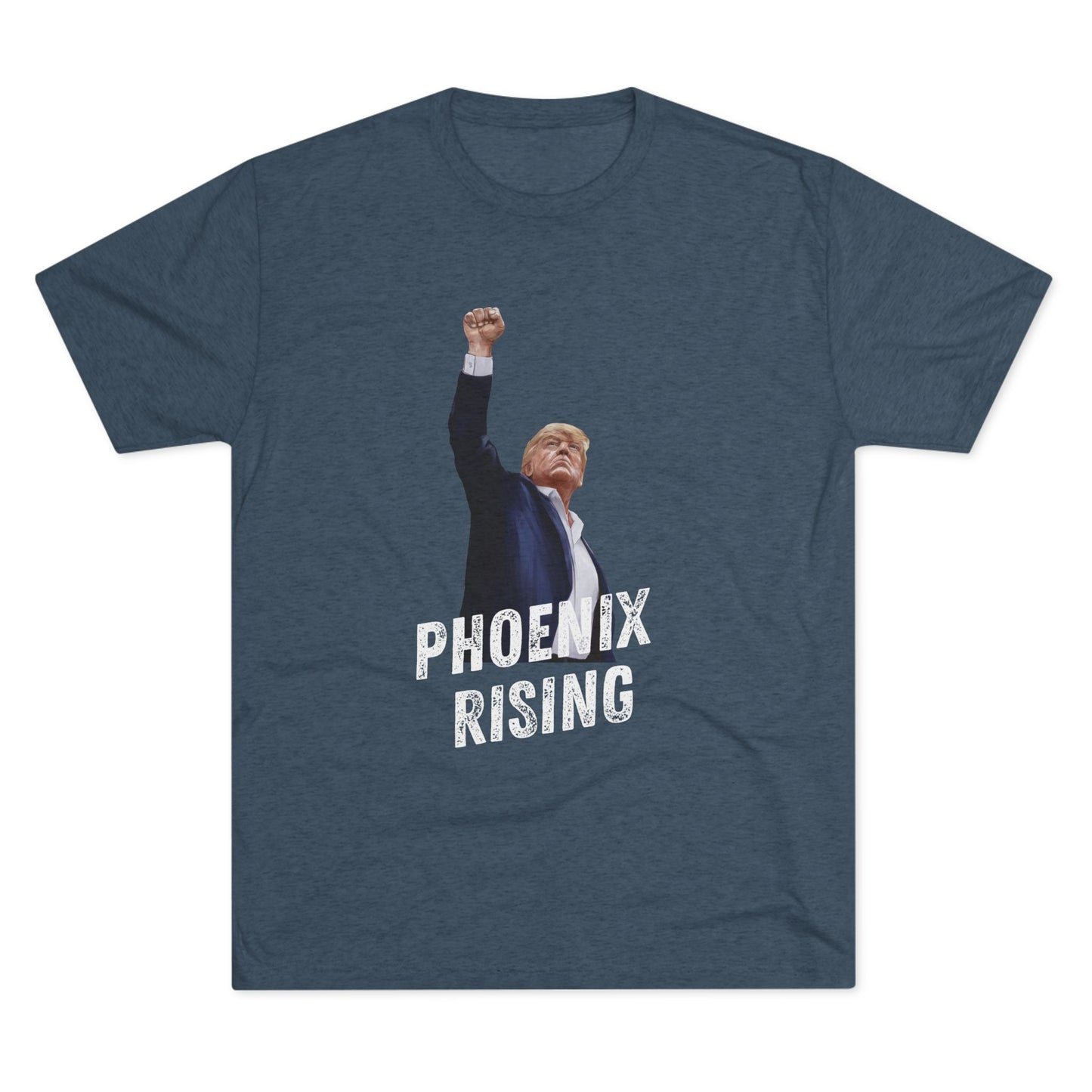 Donald Trump Shirt, Trump Shot Shirt, Trump Assassination Shirt, Trump 2024 T-Shirt, Unisex Tri-Blend Crew Tee, Phoenix Rising, Trump Rising