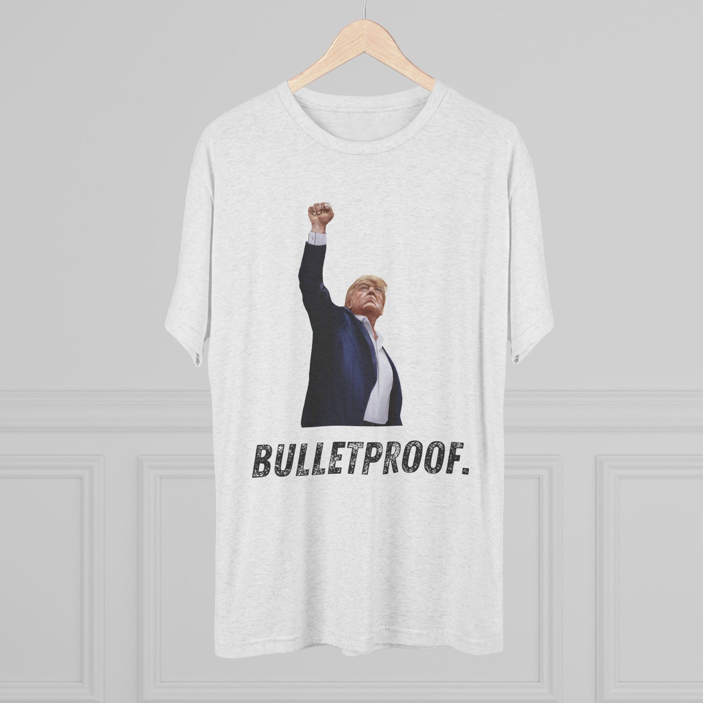 Bulletproof Donald Trump Shirt, Trump Shot Shirt, Trump Assassination Shirt, Trump 2024 T-Shirt, Unisex Tri-Blend Crew Tee, President Trump