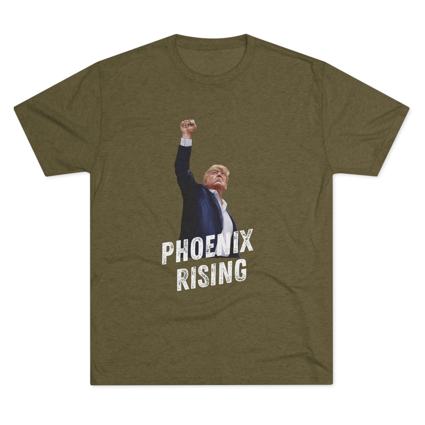 Donald Trump Shirt, Trump Shot Shirt, Trump Assassination Shirt, Trump 2024 T-Shirt, Unisex Tri-Blend Crew Tee, Phoenix Rising, Trump Rising
