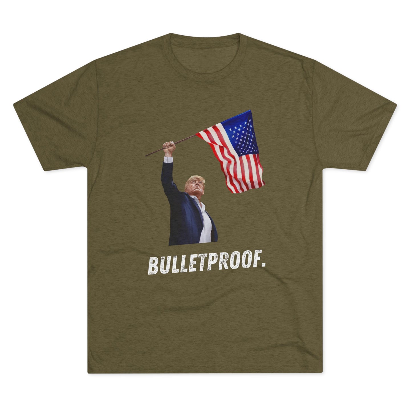 BULLETPROOF Donald Trump Flag Shirt, Trump Shot Shirt, Trump Assassination, Trump 2024 T-Shirt, Unisex Tri-Blend Crew Tee, President Trump