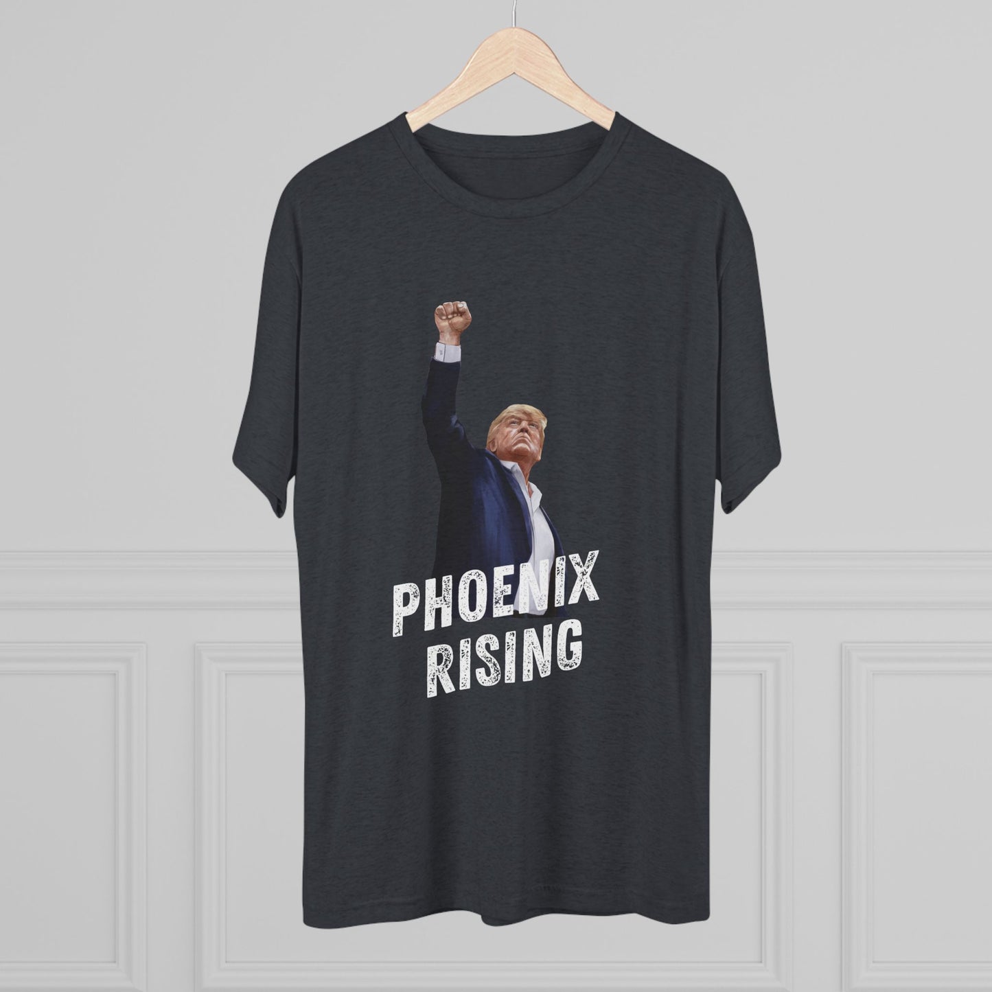 Donald Trump Shirt, Trump Shot Shirt, Trump Assassination Shirt, Trump 2024 T-Shirt, Unisex Tri-Blend Crew Tee, Phoenix Rising, Trump Rising