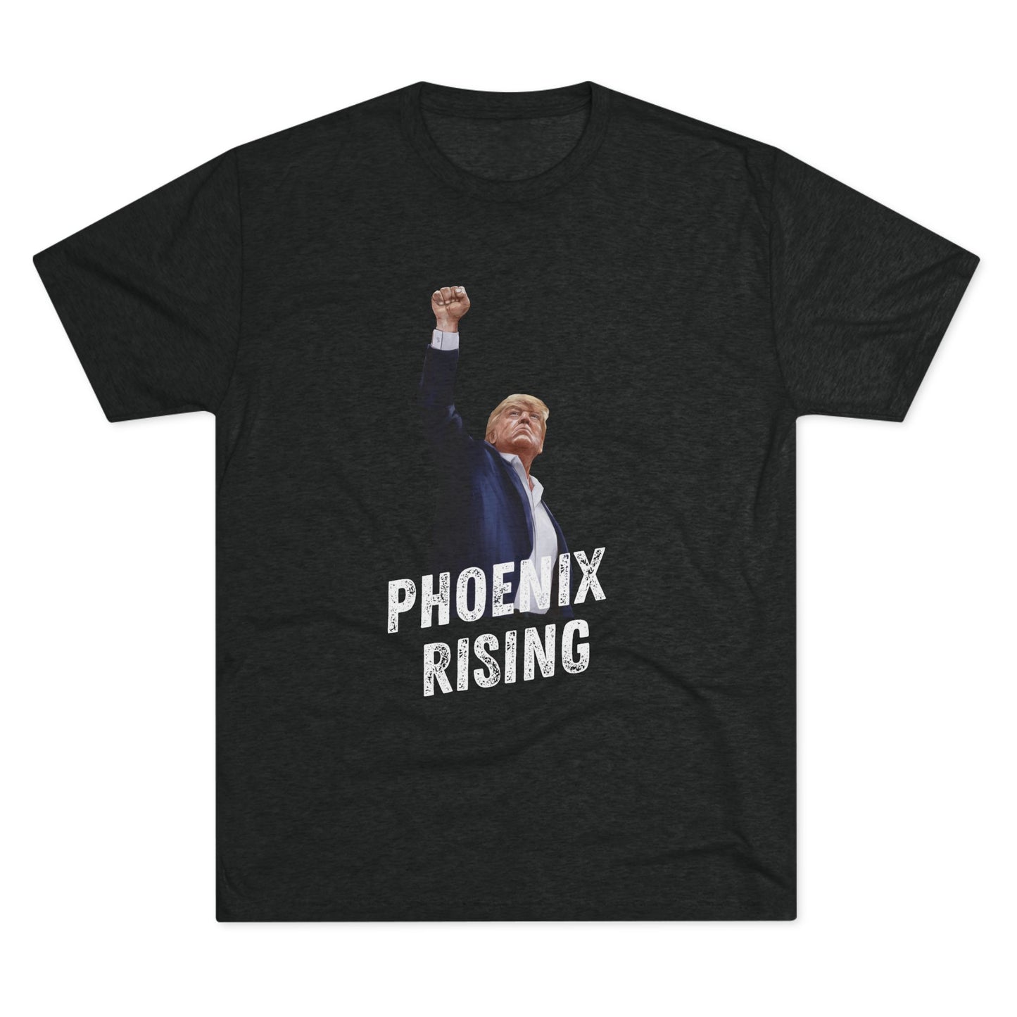 Donald Trump Shirt, Trump Shot Shirt, Trump Assassination Shirt, Trump 2024 T-Shirt, Unisex Tri-Blend Crew Tee, Phoenix Rising, Trump Rising