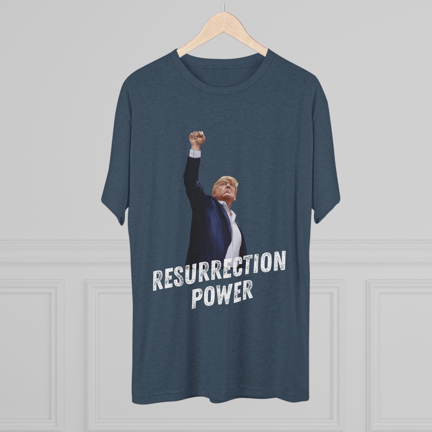 Resurrection Donald Trump Shirt, Trump Shot Shirt, Trump Assassination Shirt, Trump 2024 T-Shirt, Unisex Tri-Blend Crew Tee, President Trump