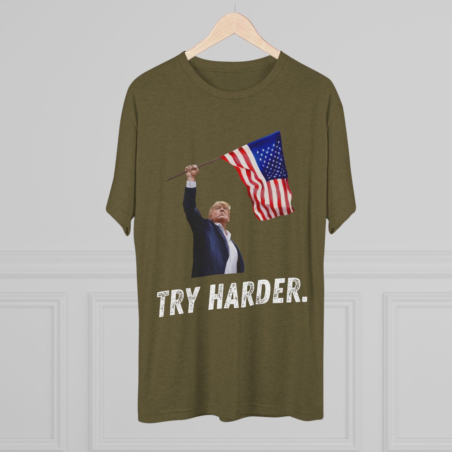 TRY HARDER. Donald Trump Flag Shirt, Trump Shot Shirt, Trump Assassination, Trump 2024 T-Shirt, President Trump