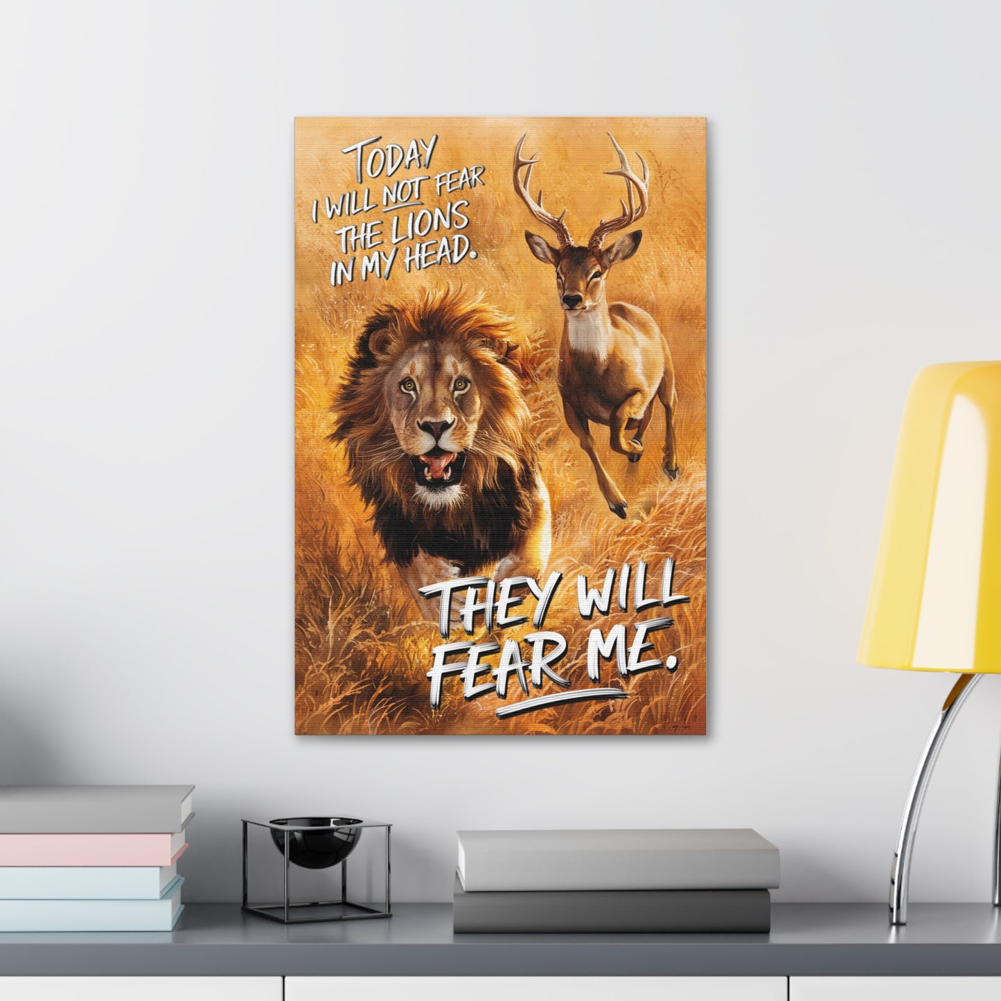 Scaredy Cat Lion | Canvas Print | New | 2024 | Summer | Birthday Gift | Courage | Bold | Strong | Fearless | Power | No Fear
