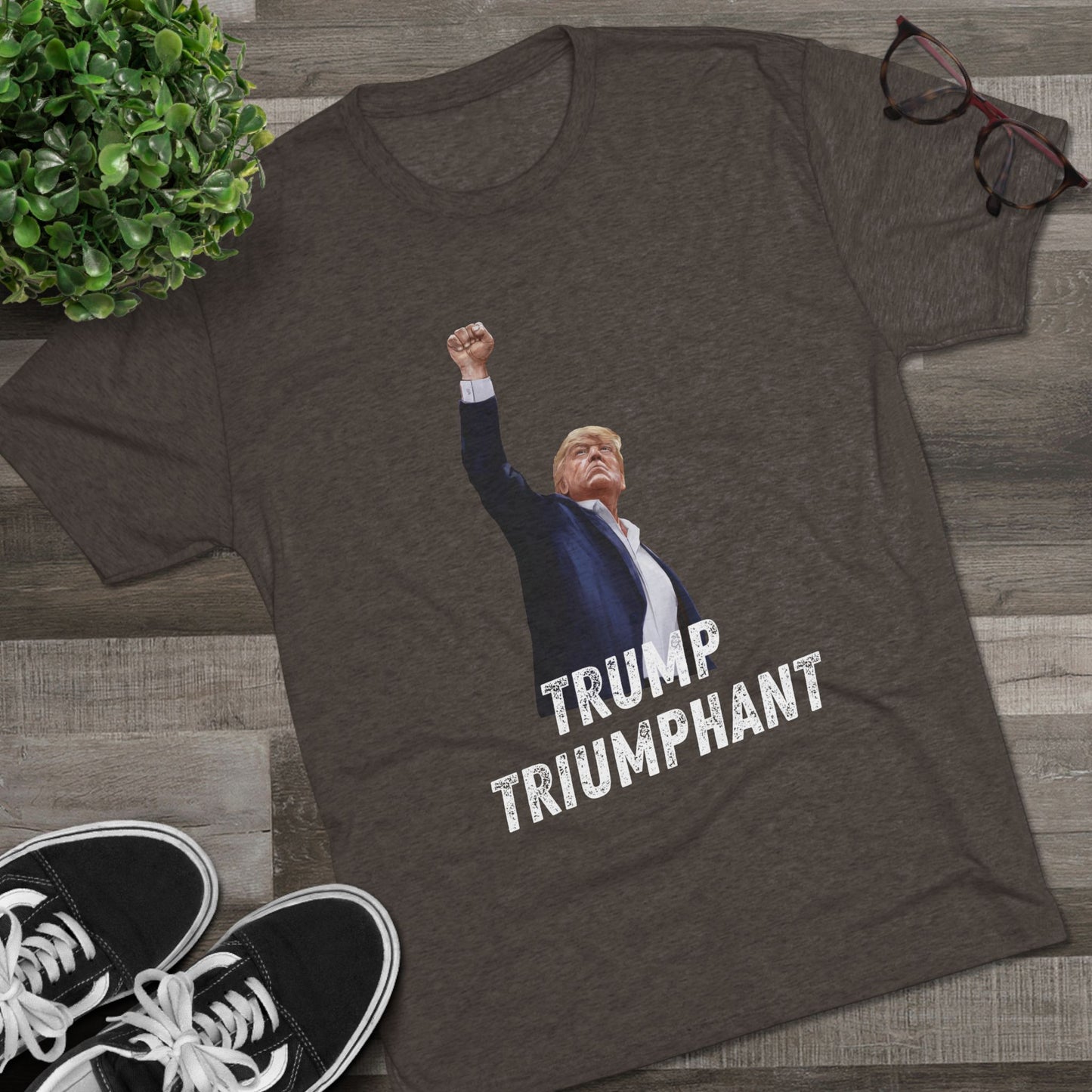 Triumphant Donald Trump Shirt, Trump Shot Shirt, Trump Assassination Shirt, Trump 2024 T-Shirt, Unisex Tri-Blend Crew Tee, President Trump