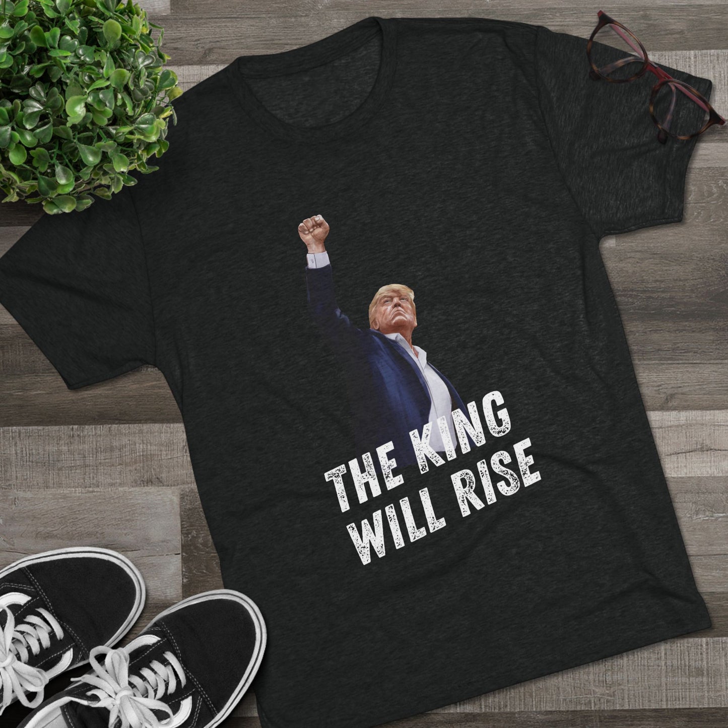 King Donald Trump Shirt, Trump Shot Shirt, Trump Assassination Shirt, Trump 2024 T-Shirt, Unisex Tri-Blend Crew Tee, President Trump