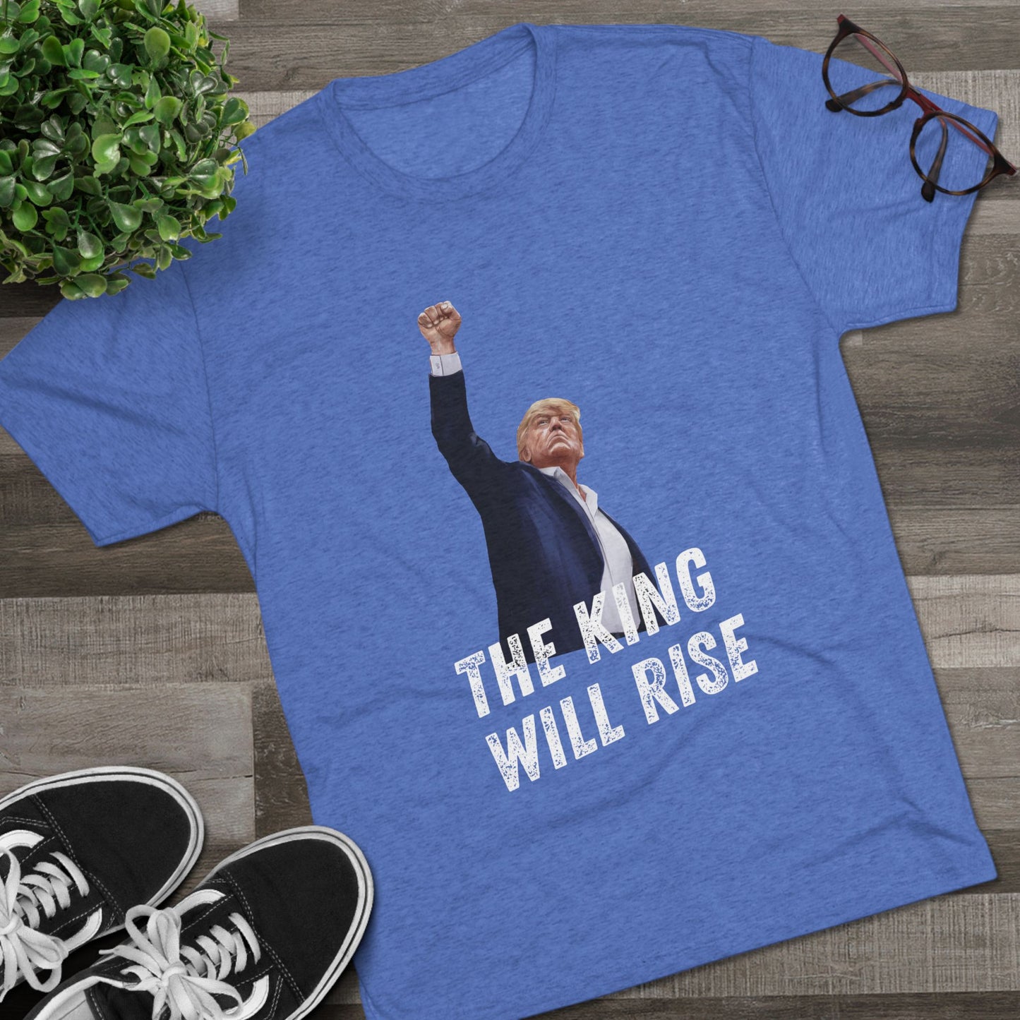 King Donald Trump Shirt, Trump Shot Shirt, Trump Assassination Shirt, Trump 2024 T-Shirt, Unisex Tri-Blend Crew Tee, President Trump