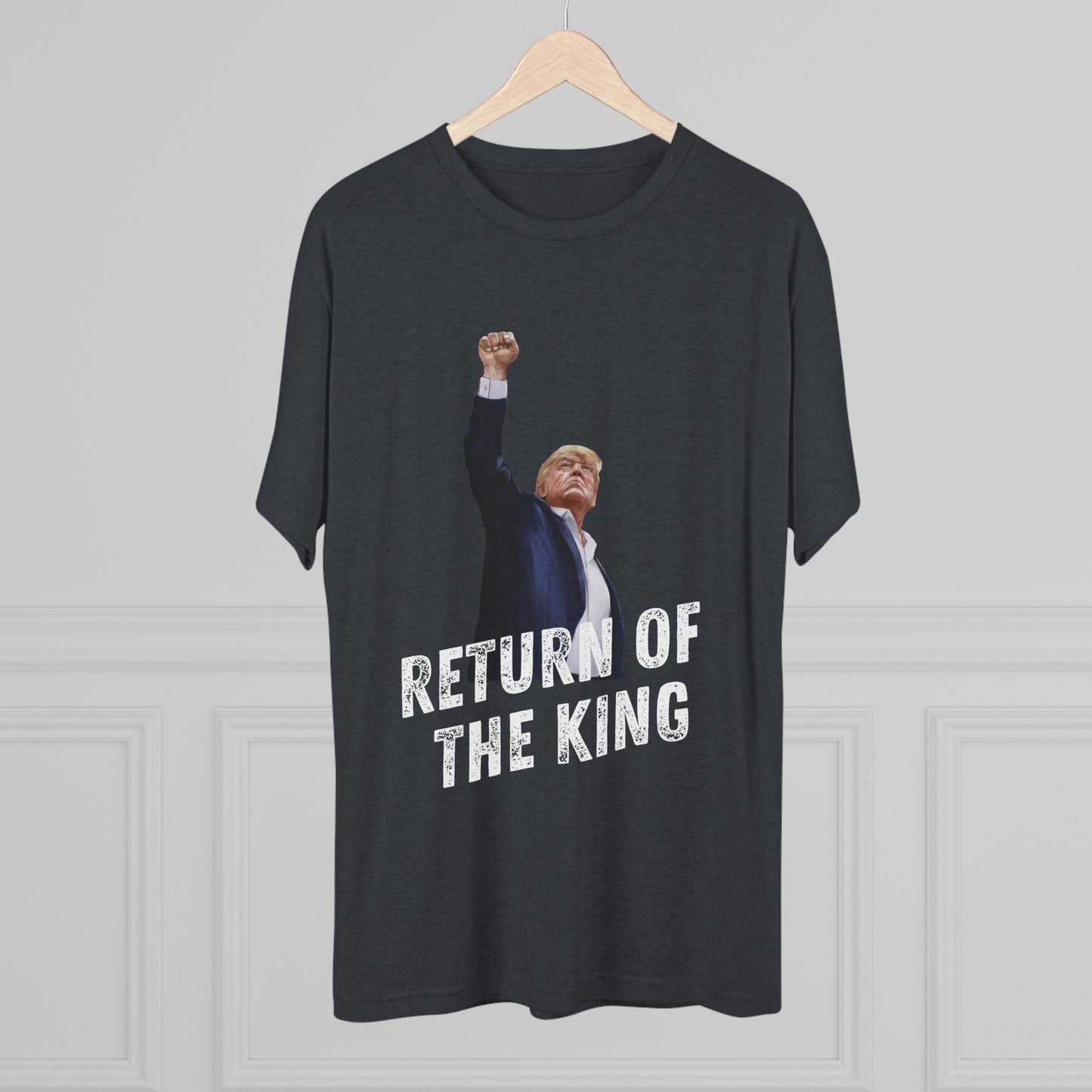 King Donald Trump Shirt, Trump Shot Shirt, Trump Assassination Shirt, Trump 2024 T-Shirt, Unisex Tri-Blend Crew Tee, LOTR, Return of the King