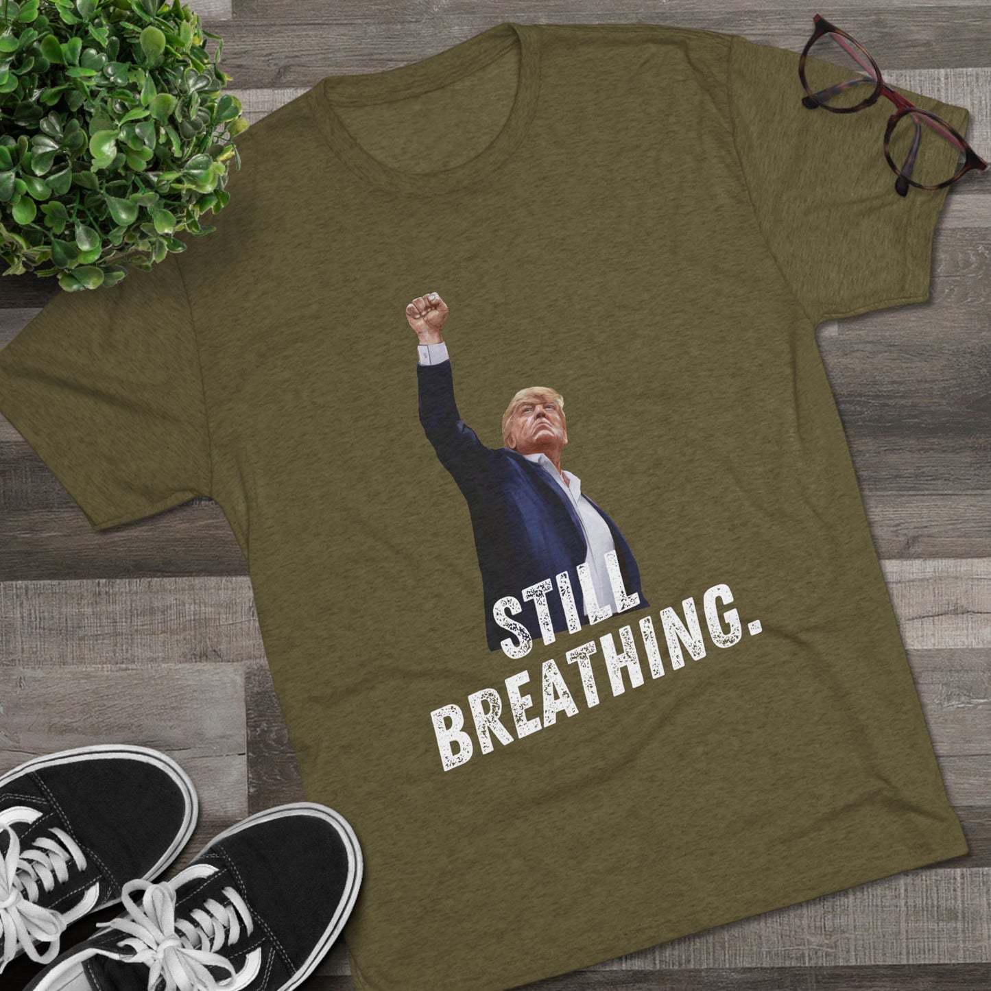Still Breathing Donald Trump Shirt, Trump Shot Shirt, Trump Assassination Shirt, Trump 2024 T-Shirt, Unisex Tri-Blend Crew Tee,