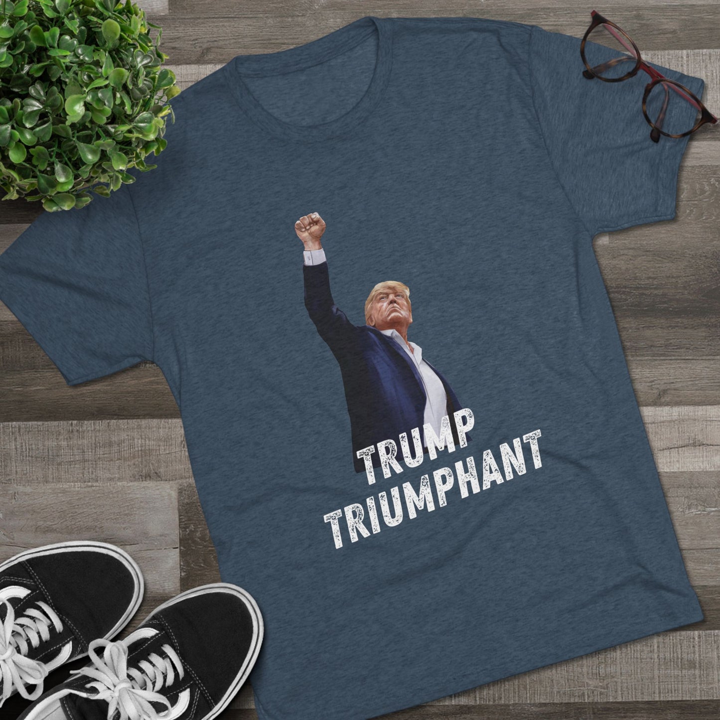 Triumphant Donald Trump Shirt, Trump Shot Shirt, Trump Assassination Shirt, Trump 2024 T-Shirt, Unisex Tri-Blend Crew Tee, President Trump