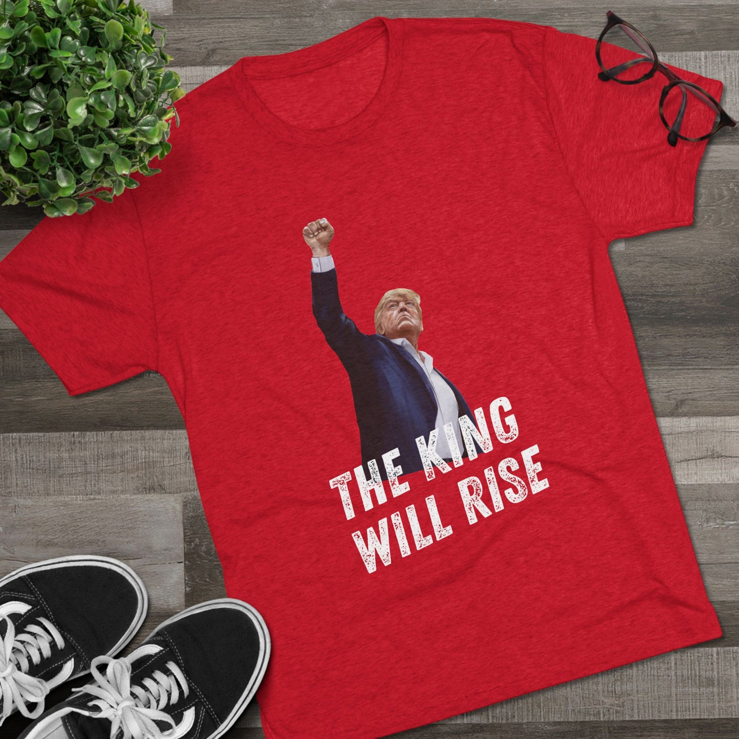 King Donald Trump Shirt, Trump Shot Shirt, Trump Assassination Shirt, Trump 2024 T-Shirt, Unisex Tri-Blend Crew Tee, President Trump
