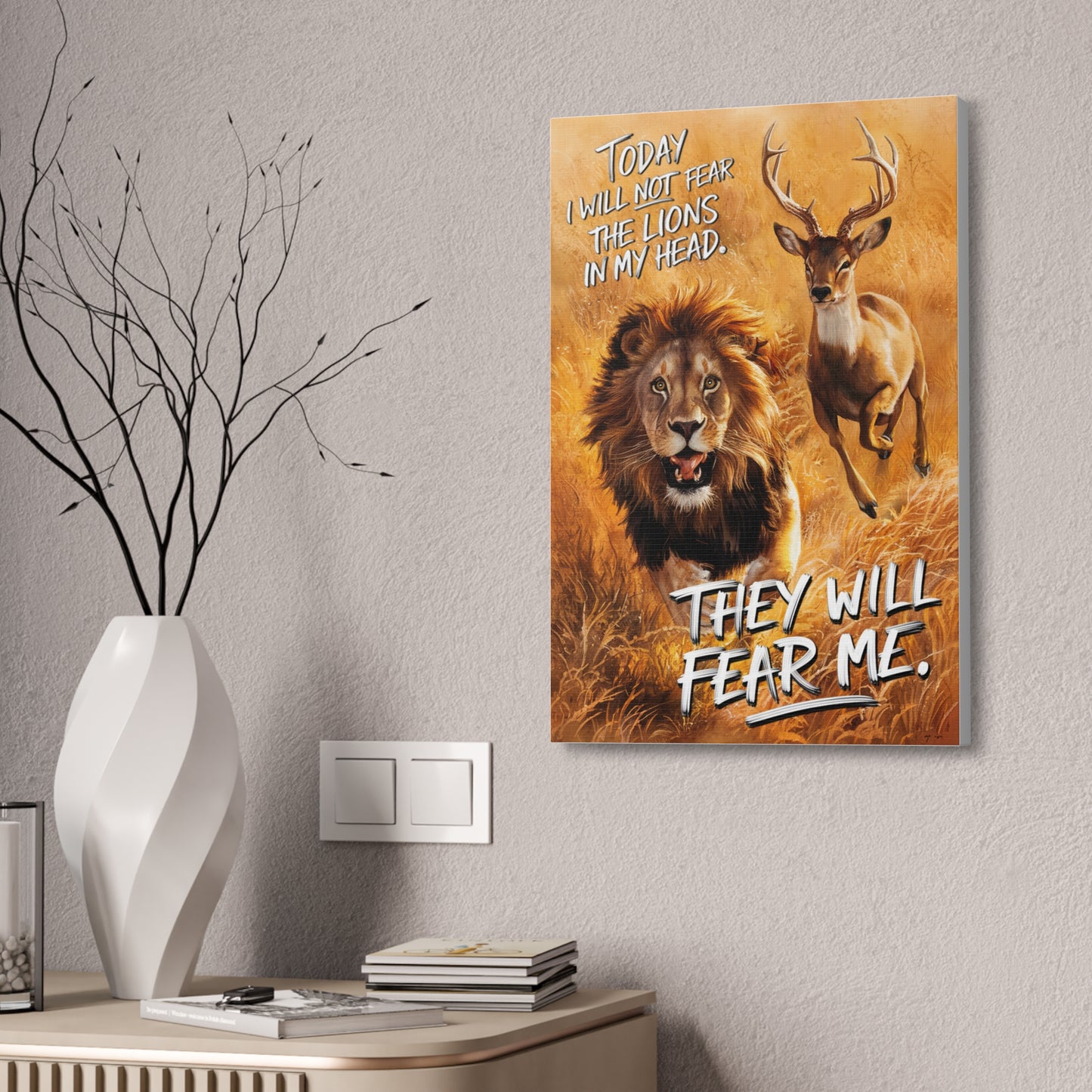 Scaredy Cat Lion | Canvas Print | New | 2024 | Summer | Birthday Gift | Courage | Bold | Strong | Fearless | Power | No Fear