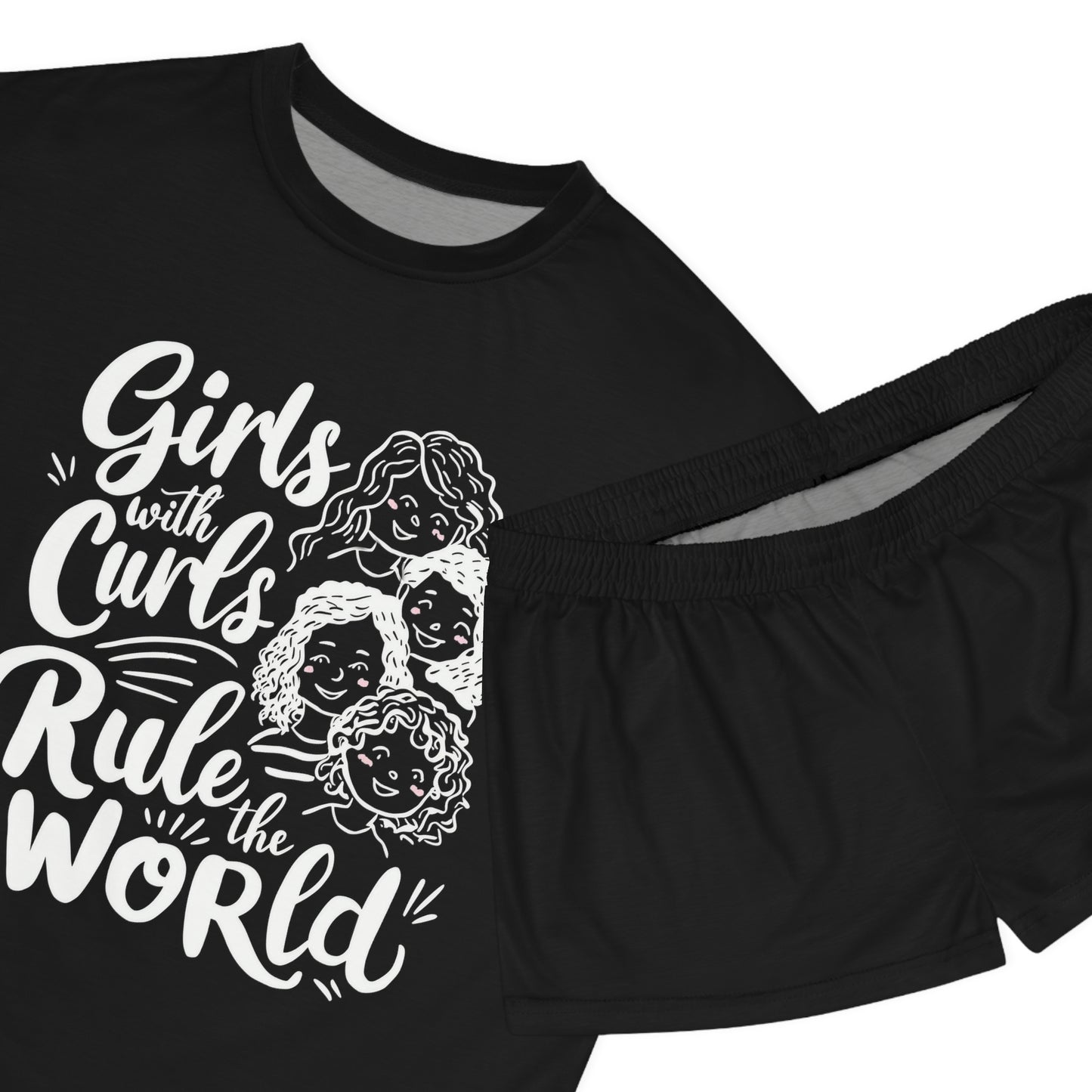 Girls with Curls Rule the World | Women's Short Pajama Set | Curly Hair | Fun | New Design | 2024 | Sassy | Girl | Super | Summer | Funny