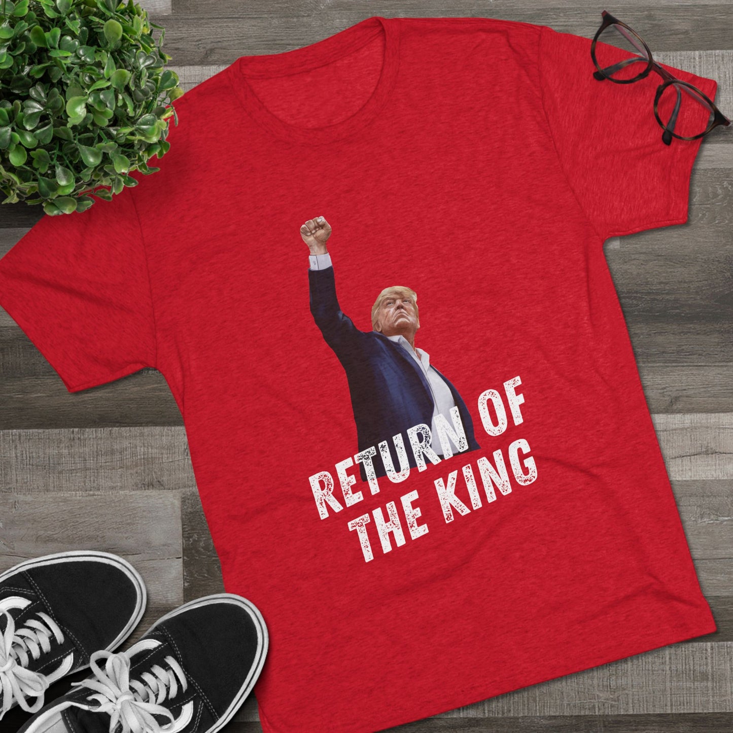 King Donald Trump Shirt, Trump Shot Shirt, Trump Assassination Shirt, Trump 2024 T-Shirt, Unisex Tri-Blend Crew Tee, LOTR, Return of the King