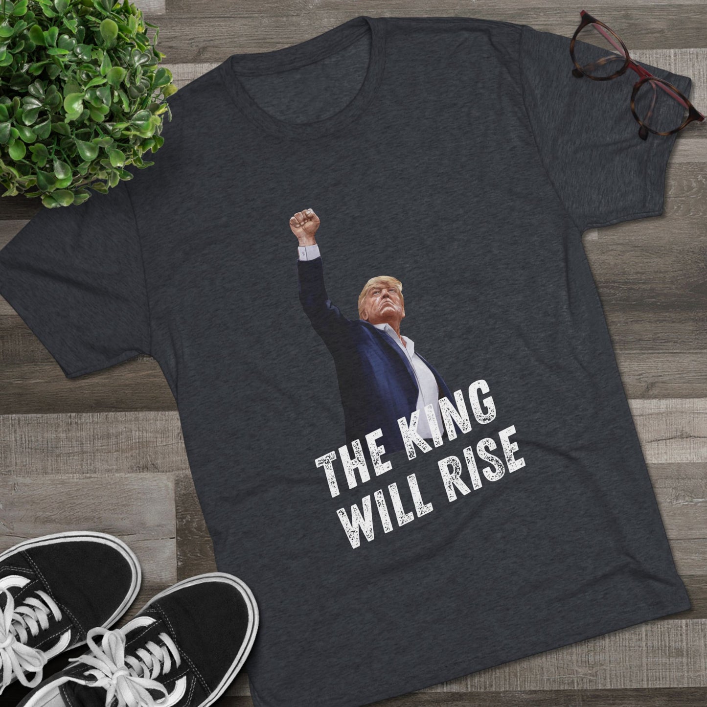 King Donald Trump Shirt, Trump Shot Shirt, Trump Assassination Shirt, Trump 2024 T-Shirt, Unisex Tri-Blend Crew Tee, President Trump