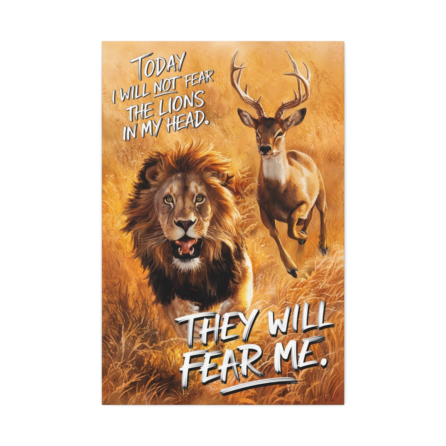 Scaredy Cat Lion | Canvas Print | New | 2024 | Summer | Birthday Gift | Courage | Bold | Strong | Fearless | Power | No Fear