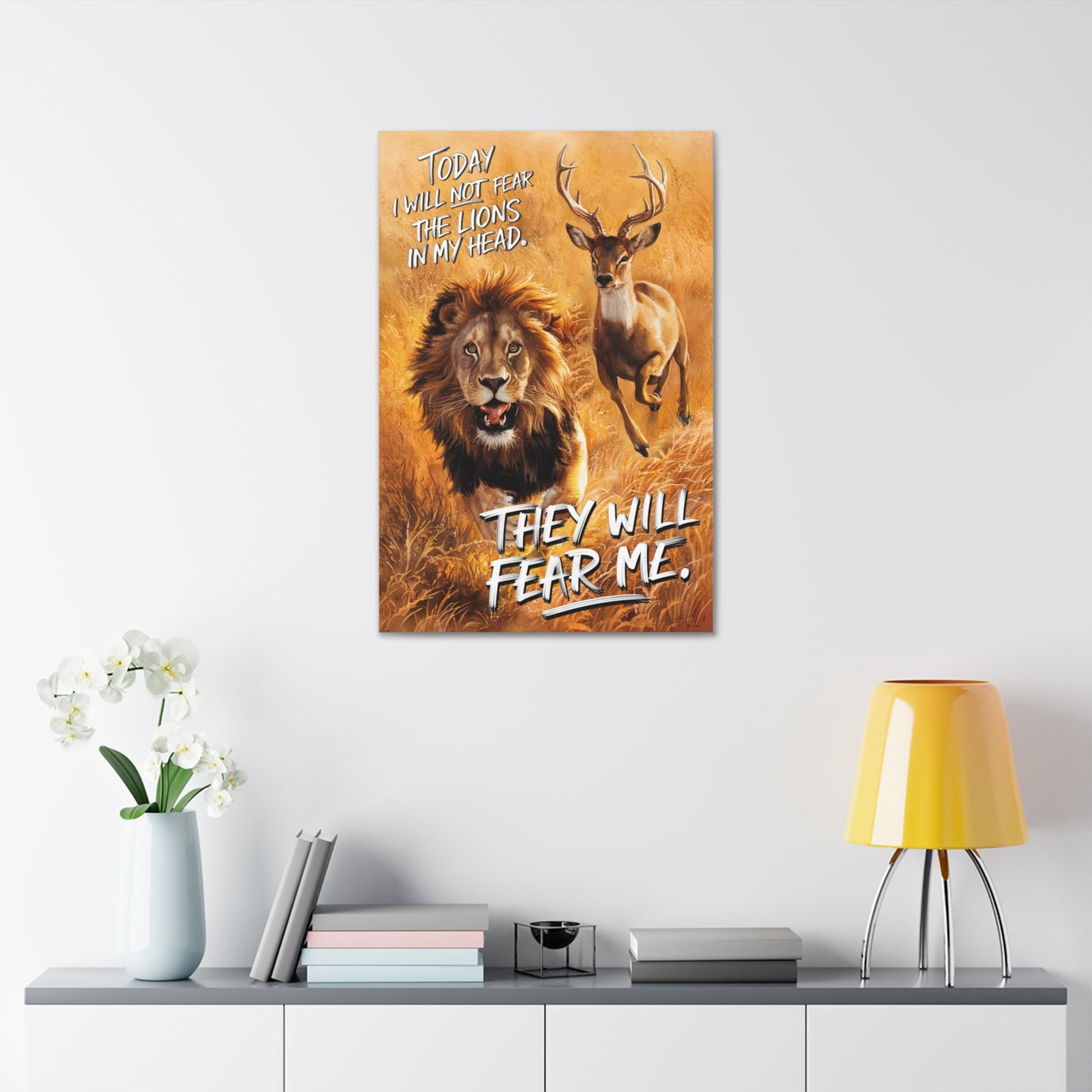 Scaredy Cat Lion | Canvas Print | New | 2024 | Summer | Birthday Gift | Courage | Bold | Strong | Fearless | Power | No Fear