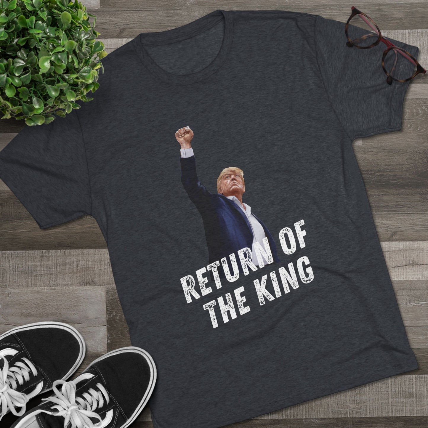 King Donald Trump Shirt, Trump Shot Shirt, Trump Assassination Shirt, Trump 2024 T-Shirt, Unisex Tri-Blend Crew Tee, LOTR, Return of the King