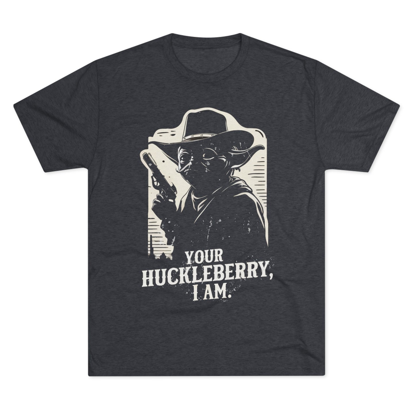 Western Yoda Tombstone | Unisex Tri-Blend Crew Tee | Star Wars | Fun | New | 2024 | Summer | Gift | Birthday Gift | Son Gift | Old West