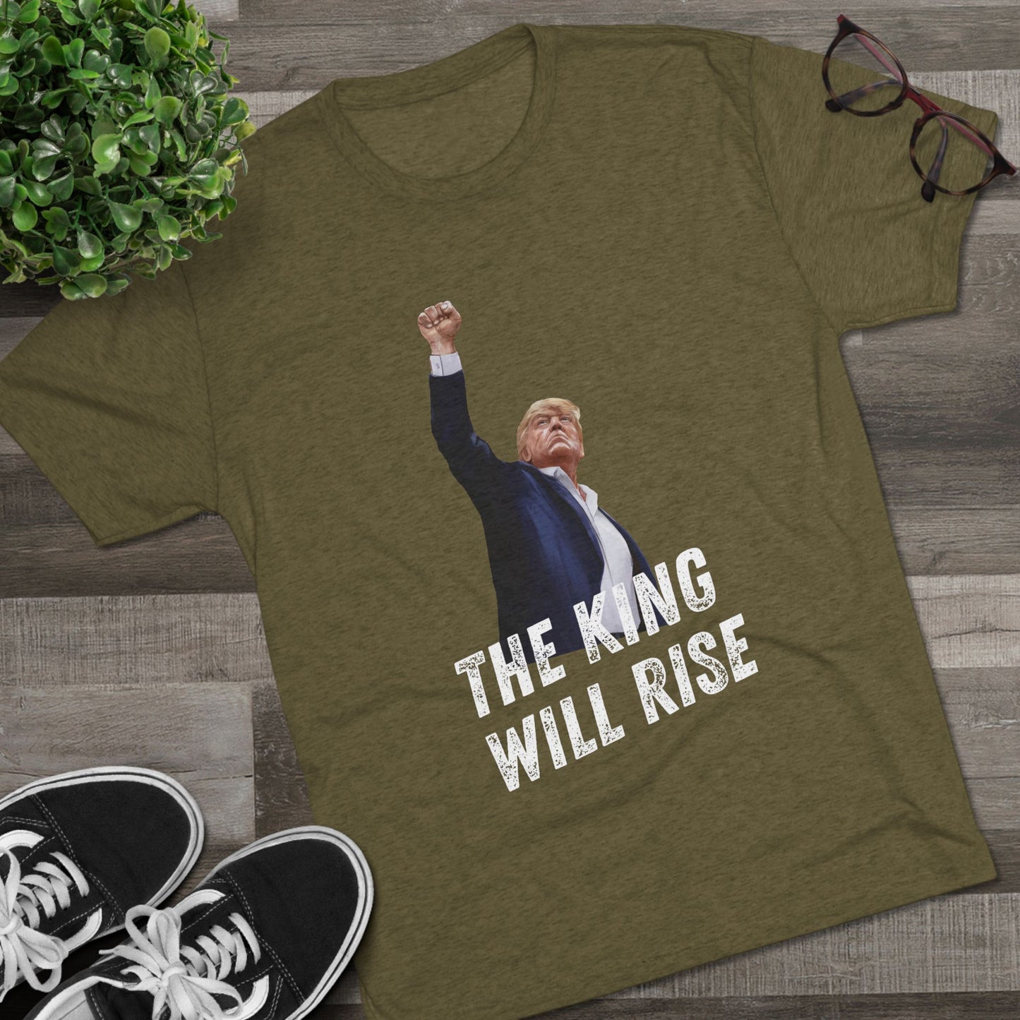 King Donald Trump Shirt, Trump Shot Shirt, Trump Assassination Shirt, Trump 2024 T-Shirt, Unisex Tri-Blend Crew Tee, President Trump