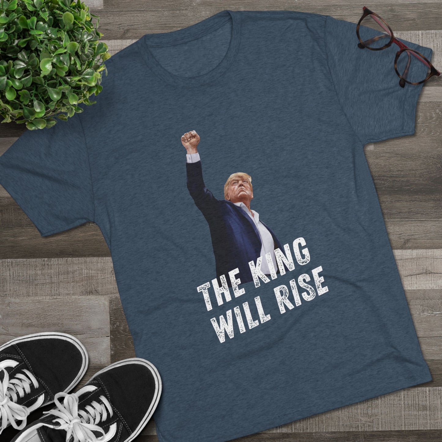 King Donald Trump Shirt, Trump Shot Shirt, Trump Assassination Shirt, Trump 2024 T-Shirt, Unisex Tri-Blend Crew Tee, President Trump