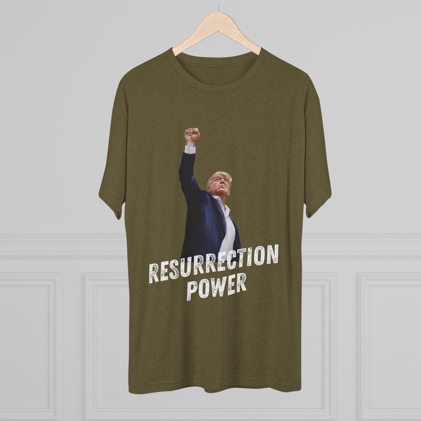 Resurrection Donald Trump Shirt, Trump Shot Shirt, Trump Assassination Shirt, Trump 2024 T-Shirt, Unisex Tri-Blend Crew Tee, President Trump