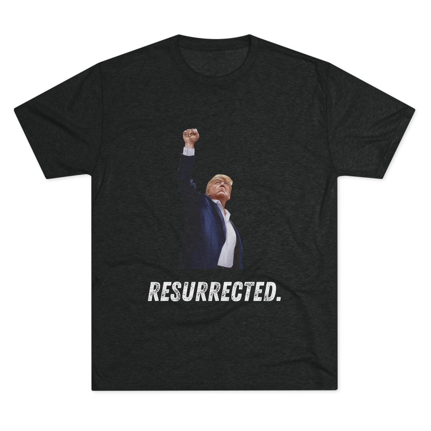 Resurrected Donald Trump Shirt, Trump Shot Shirt, Trump Assassination Shirt, Trump 2024 T-Shirt, Unisex Tri-Blend Crew Tee, President Trump