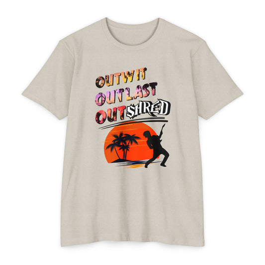 Survivor TV Outwit Outlast OutSHRED | Jersey Tee | Survivor TV | Rock and Roll | New Design | 2024 | TV | Guitar | Birthday Gift | Boy | Son
