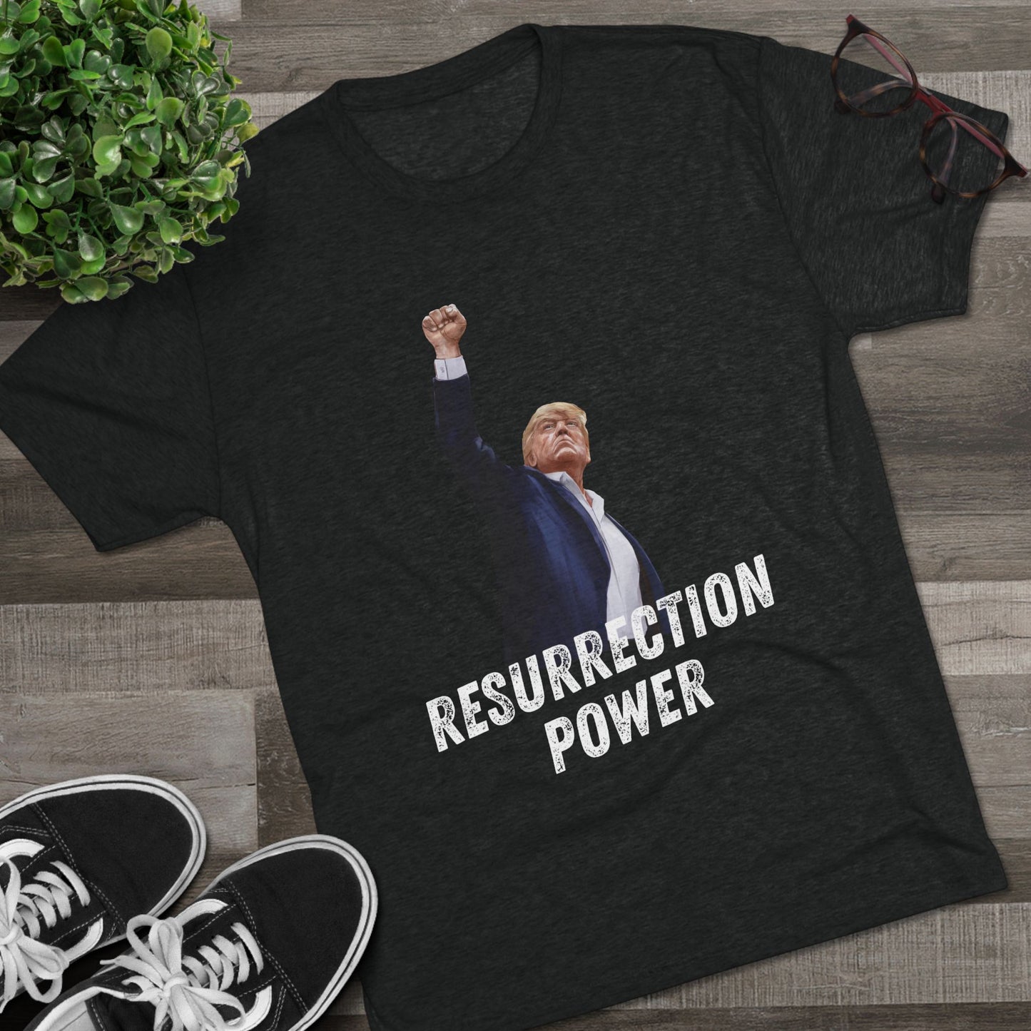Resurrection Donald Trump Shirt, Trump Shot Shirt, Trump Assassination Shirt, Trump 2024 T-Shirt, Unisex Tri-Blend Crew Tee, President Trump