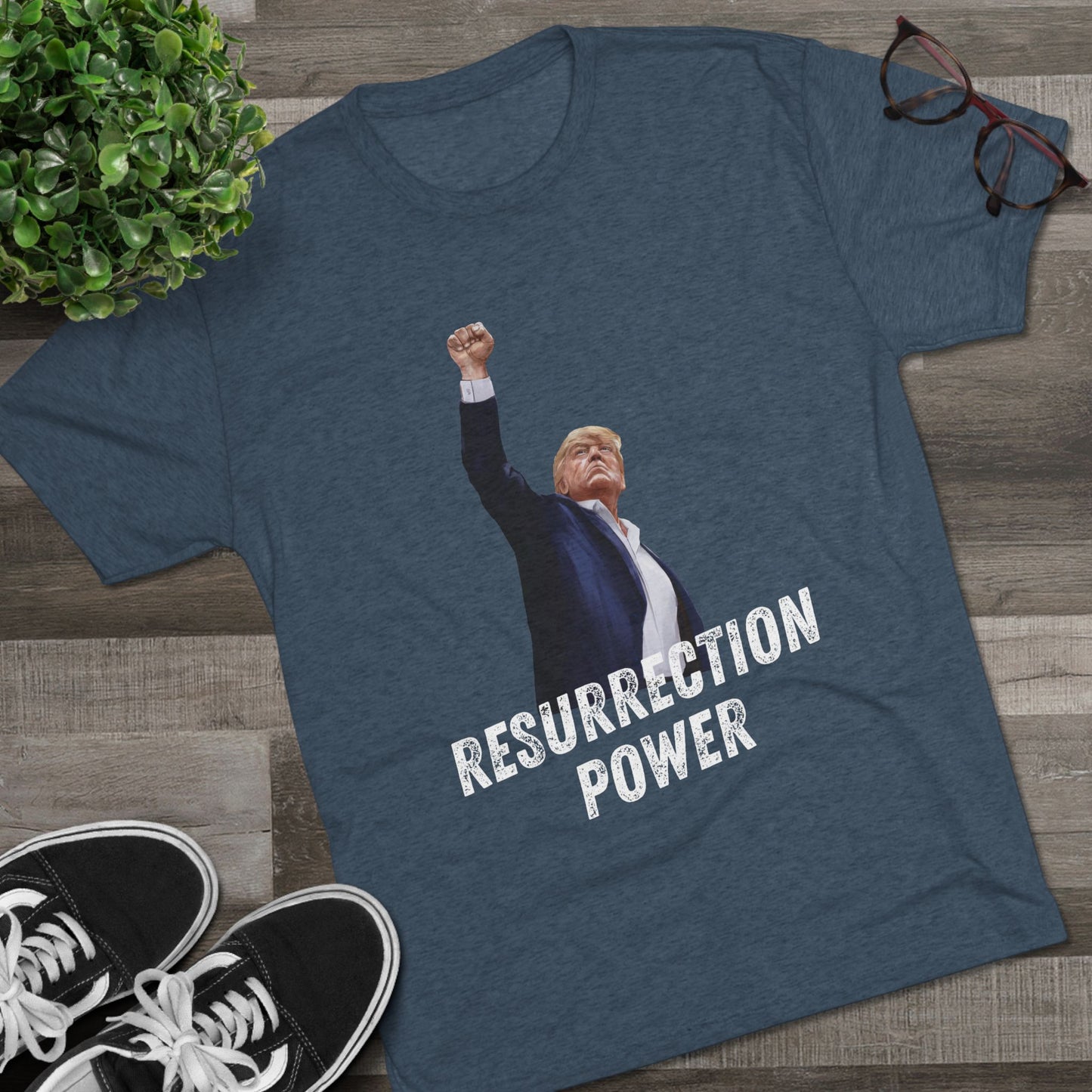 Resurrection Donald Trump Shirt, Trump Shot Shirt, Trump Assassination Shirt, Trump 2024 T-Shirt, Unisex Tri-Blend Crew Tee, President Trump