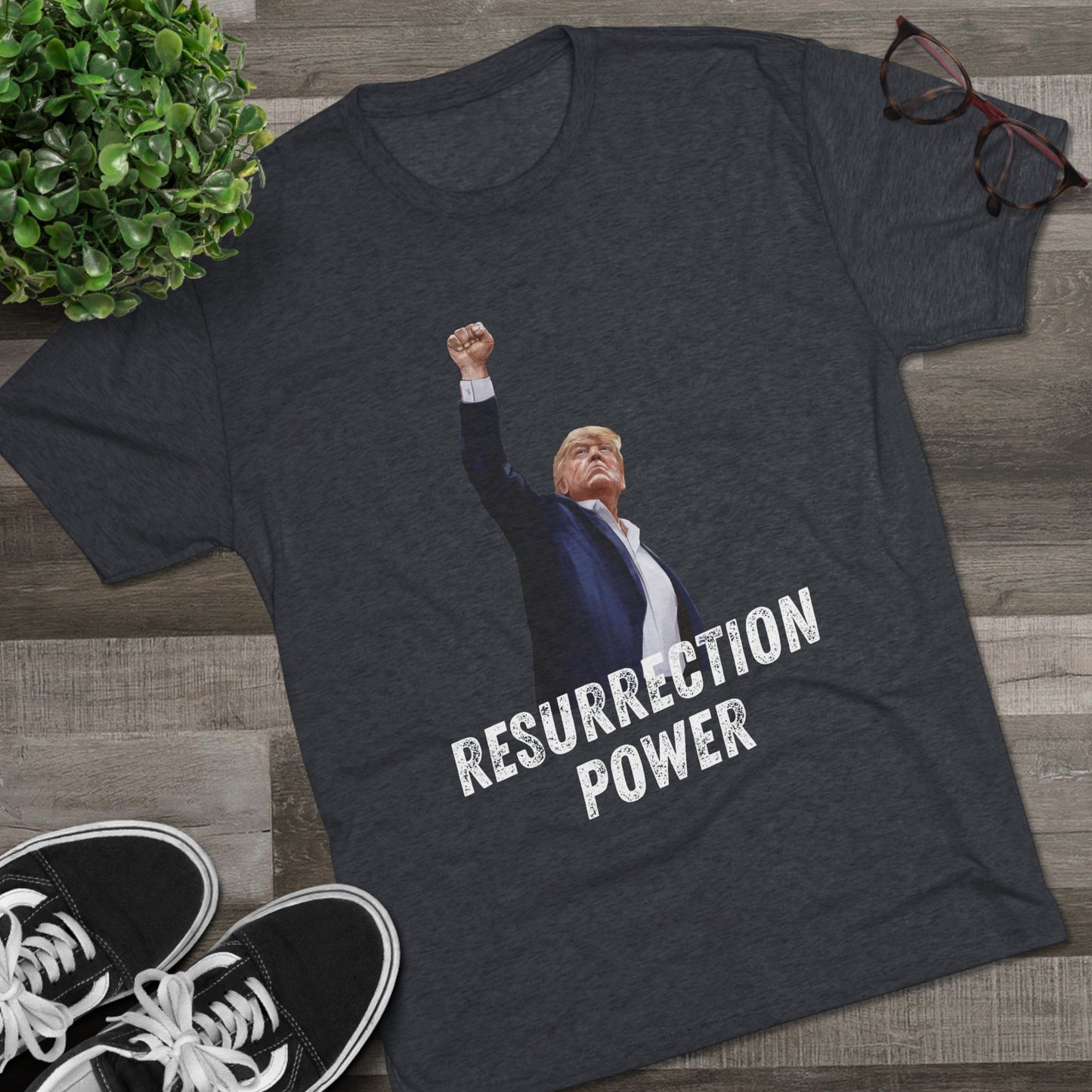 Resurrection Donald Trump Shirt, Trump Shot Shirt, Trump Assassination Shirt, Trump 2024 T-Shirt, Unisex Tri-Blend Crew Tee, President Trump