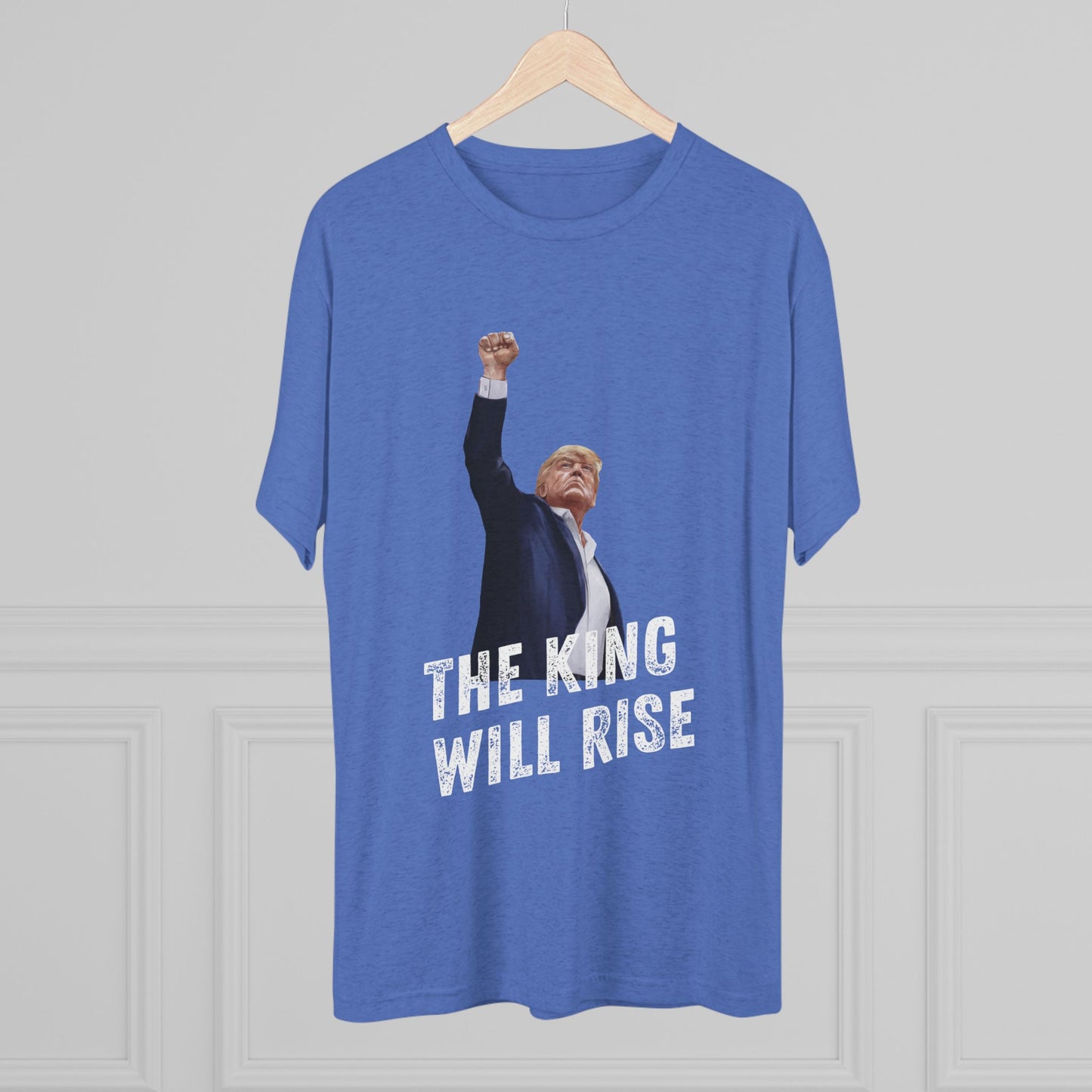 King Donald Trump Shirt, Trump Shot Shirt, Trump Assassination Shirt, Trump 2024 T-Shirt, Unisex Tri-Blend Crew Tee, President Trump